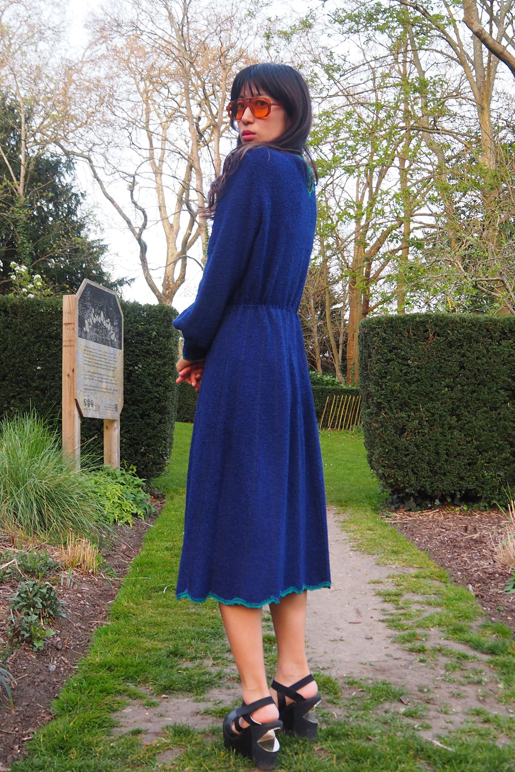 70's Mary Ruane london Knit Dress Blue