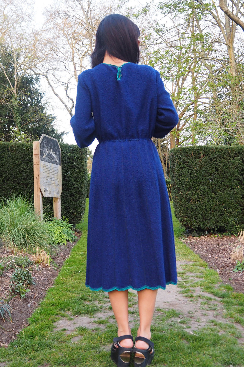 70's Mary Ruane london Knit Dress Blue