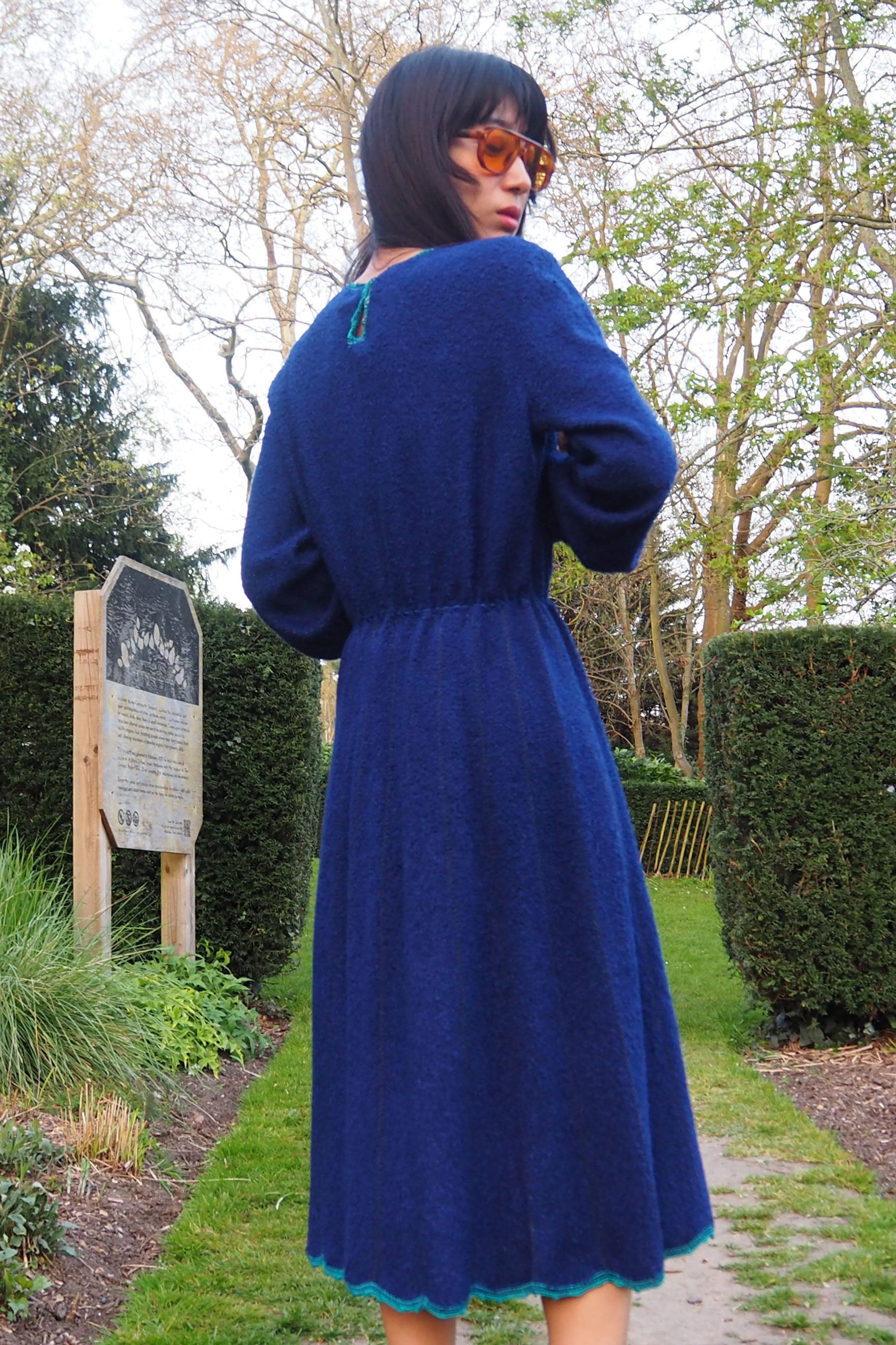 70's Mary Ruane london Knit Dress Blue