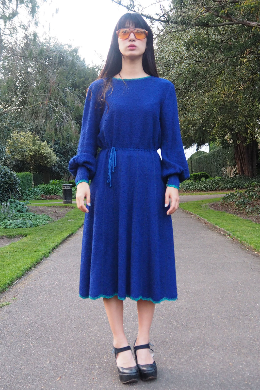 70's Mary Ruane london Knit Dress Blue