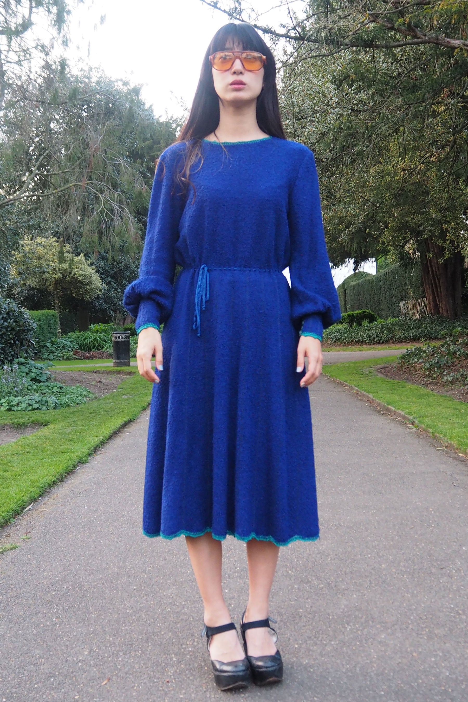 70's Mary Ruane london Knit Dress Blue