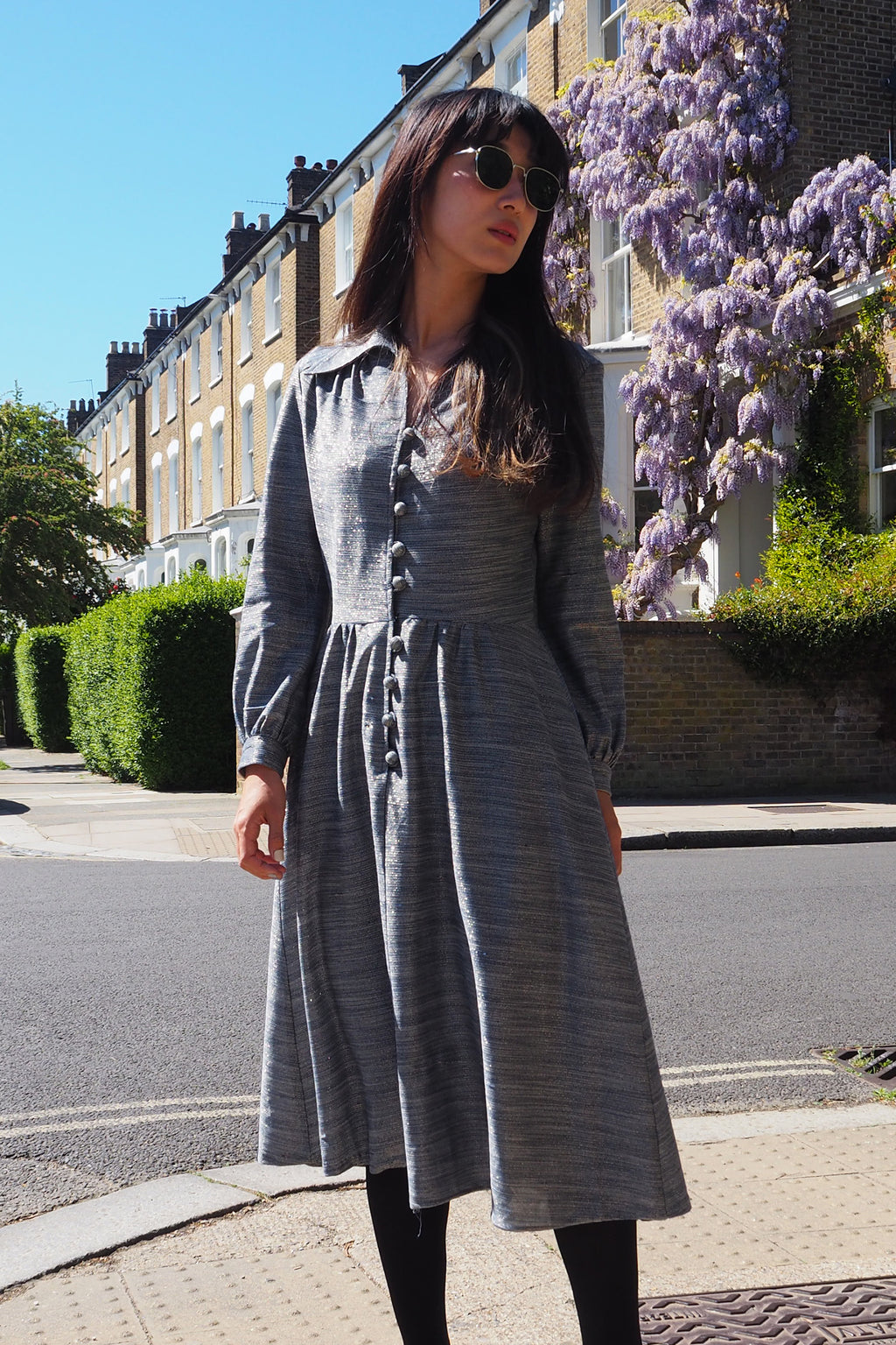 60's-70's Carnegie of London Sparkly Dress Gray/Silver