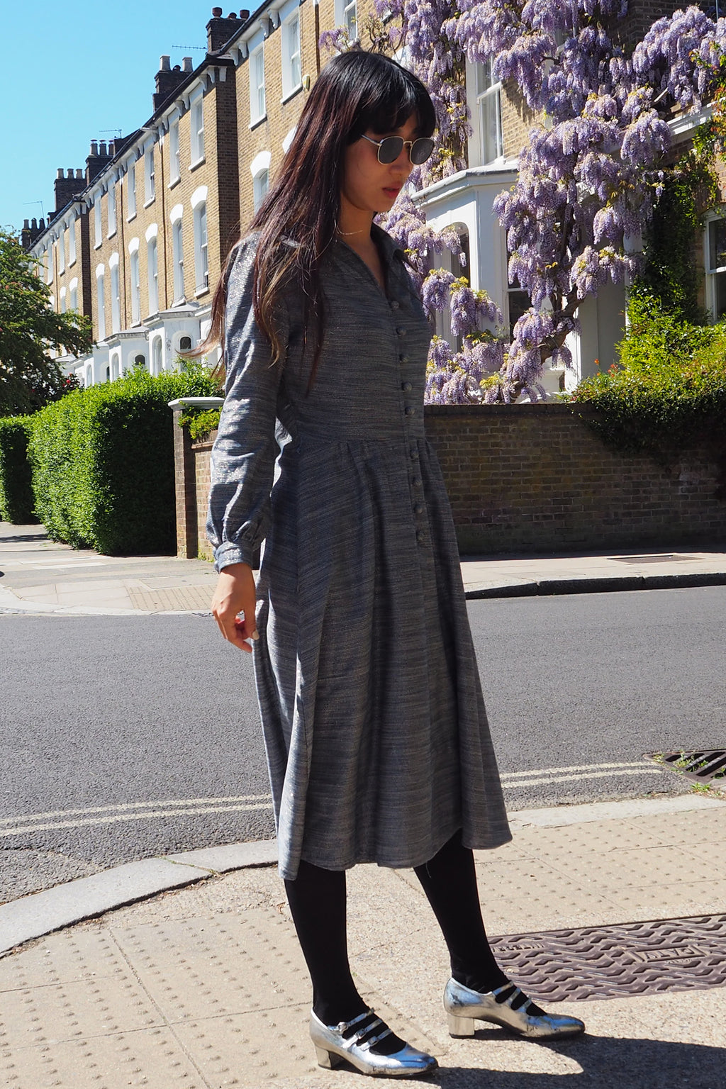 60's-70's Carnegie of London Sparkly Dress Gray/Silver