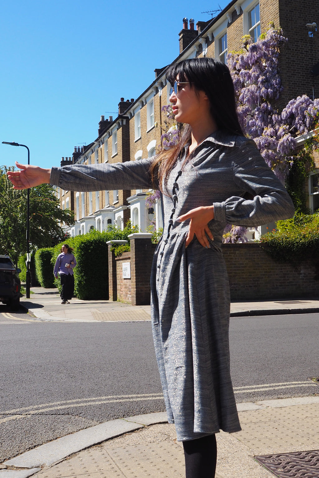 60's-70's Carnegie of London Sparkly Dress Gray/Silver