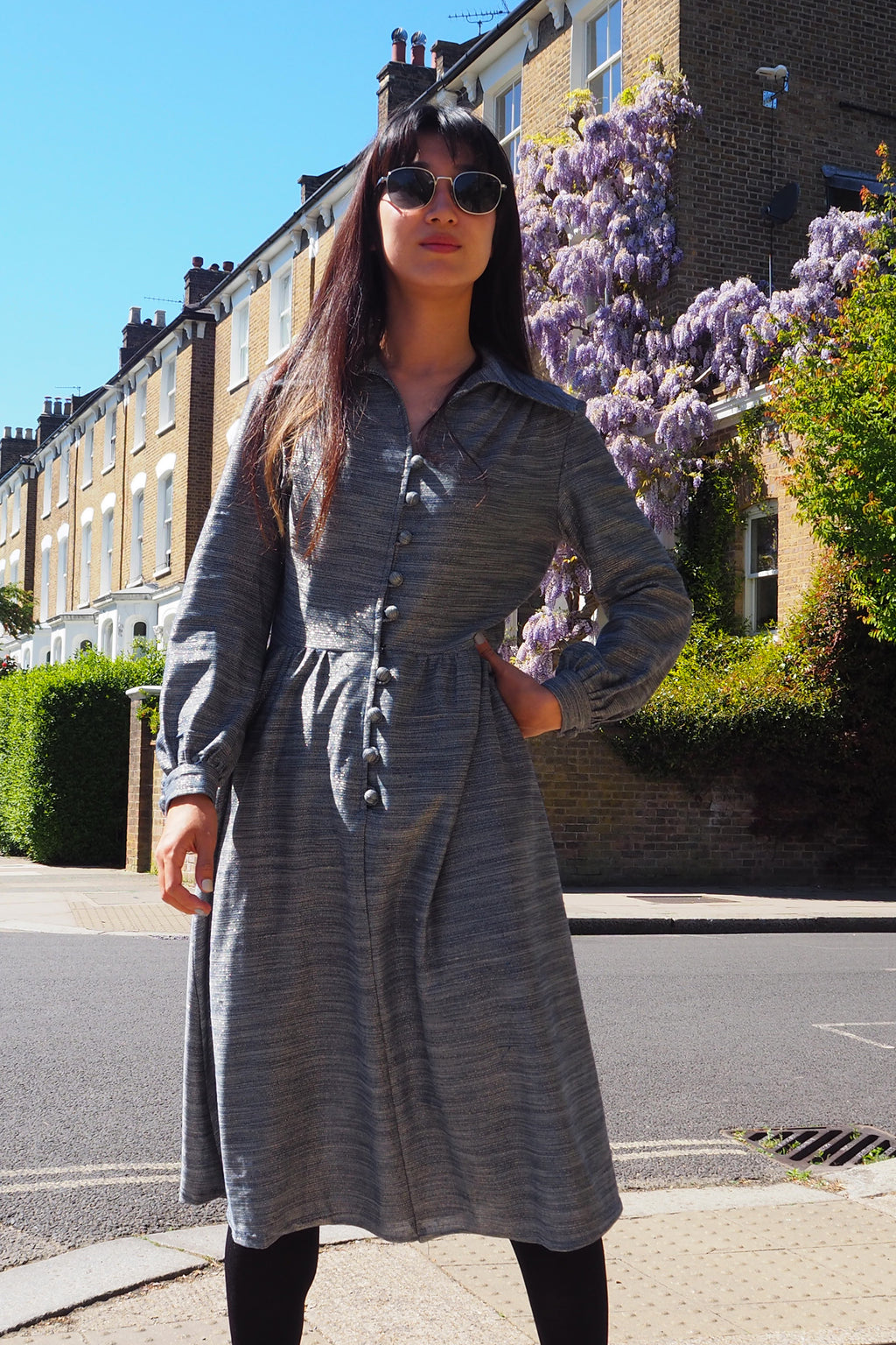 60's-70's Carnegie of London Sparkly Dress Gray/Silver