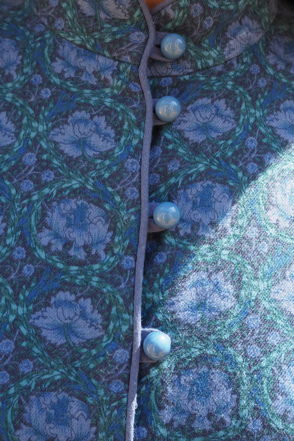 70's Marion Donaldson Liberty Print Prairie Dress Blue