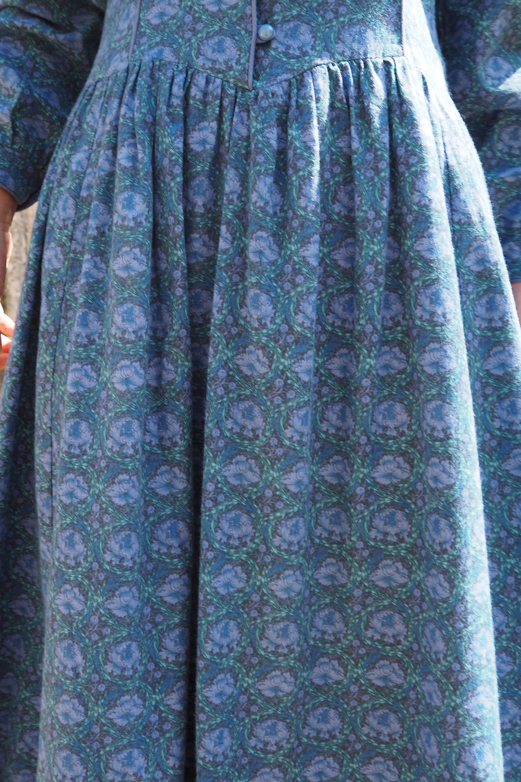 70's Marion Donaldson Liberty Print Prairie Dress Blue