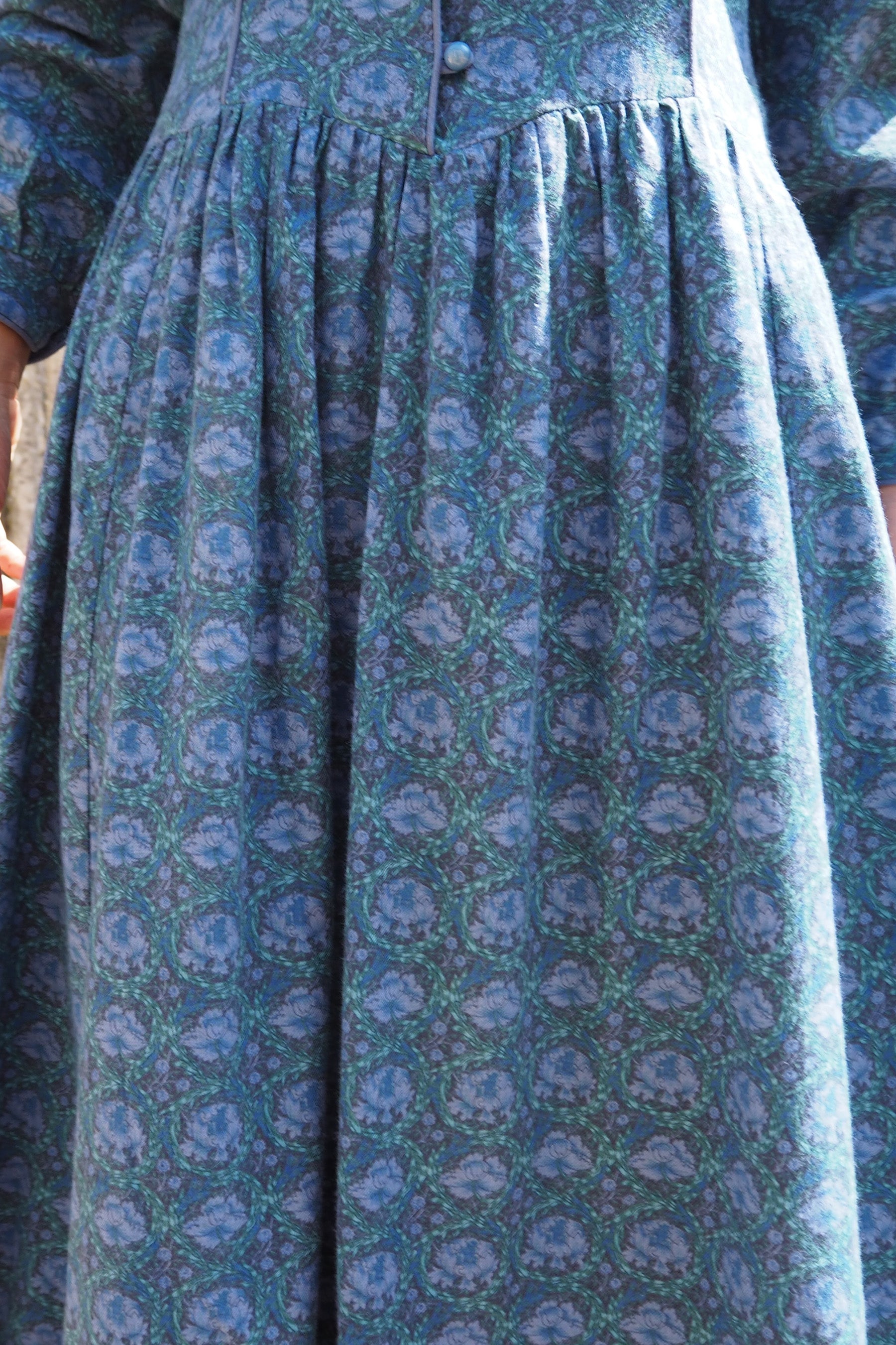 70's Marion Donaldson Liberty Print Prairie Dress Blue