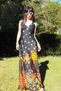 70's Canda international Polka Dot Halter Dress Black