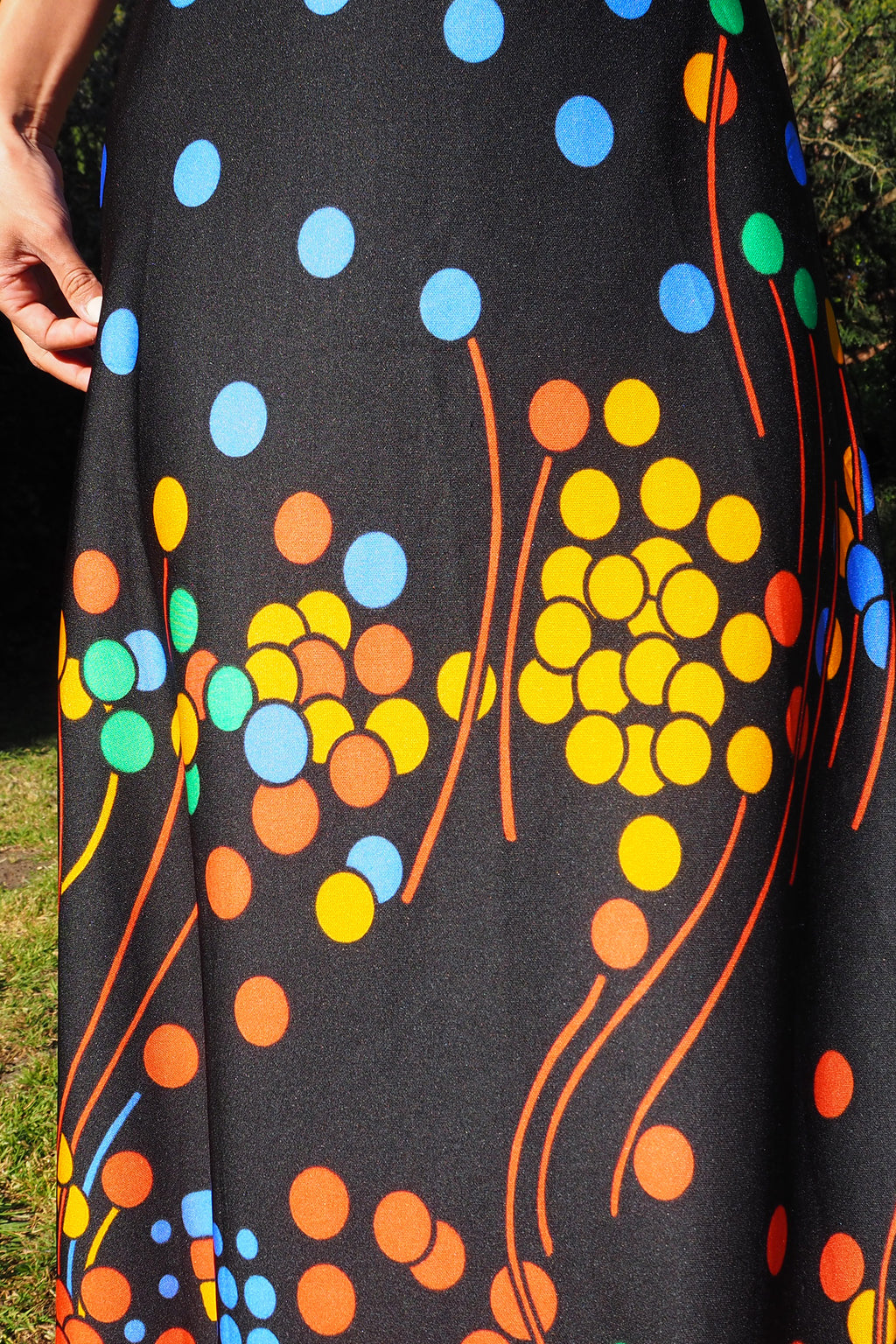 70's Canda international Polka Dot Halter Dress Black