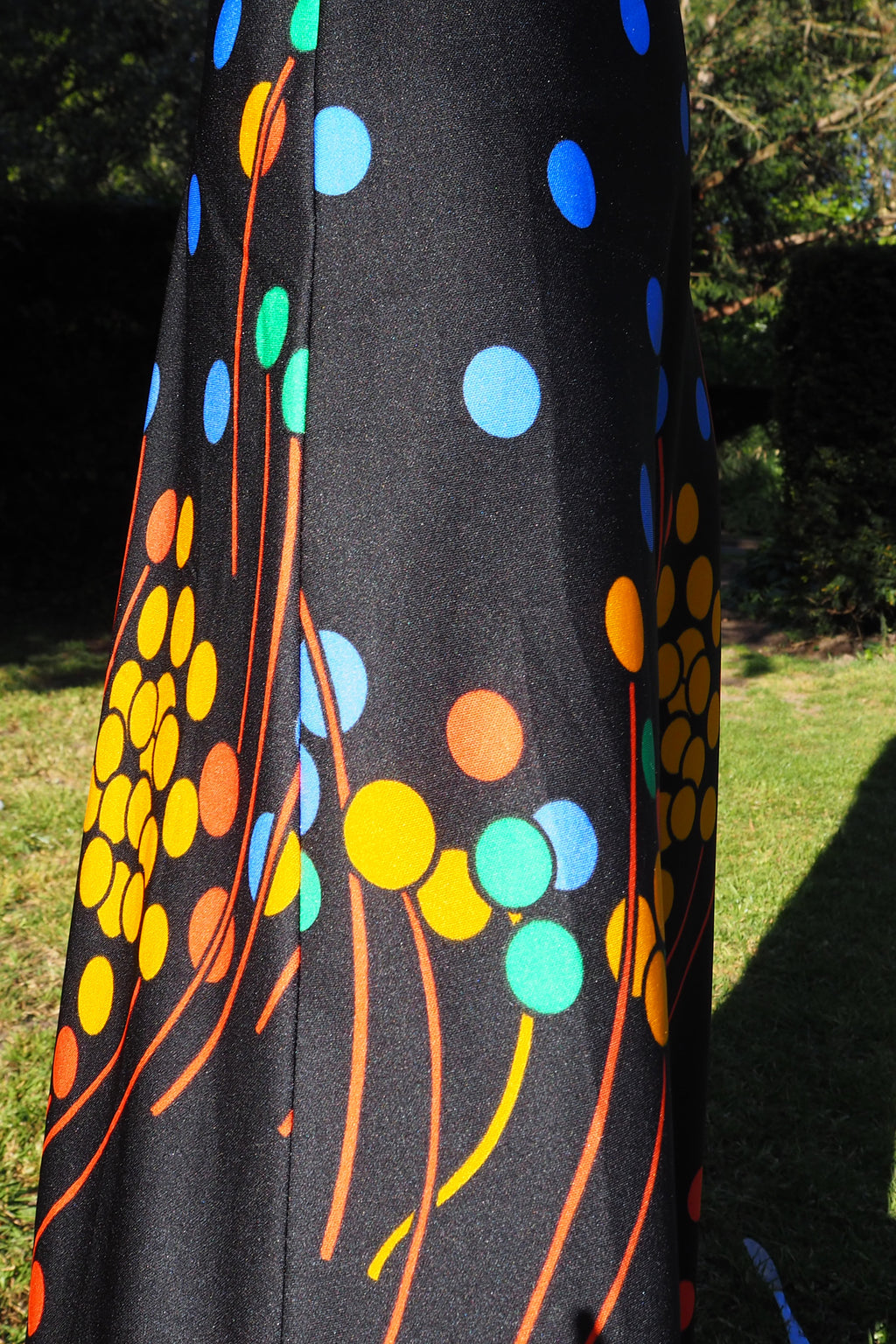 70's Canda international Polka Dot Halter Dress Black