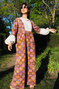 70's DOROTHY PERKINS Psychedelic Maxi Dress Brown