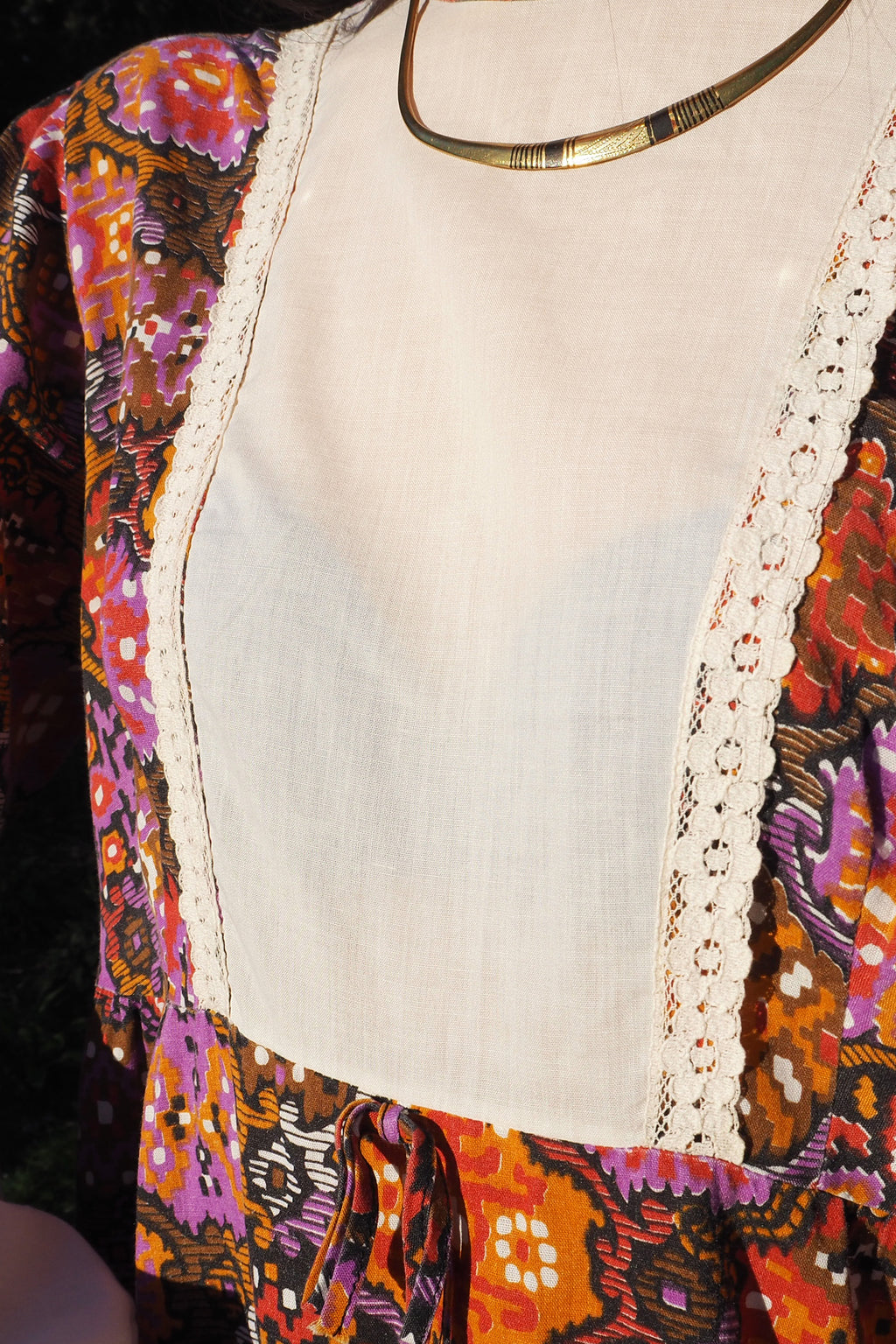 70's DOROTHY PERKINS Psychedelic Maxi Dress Brown
