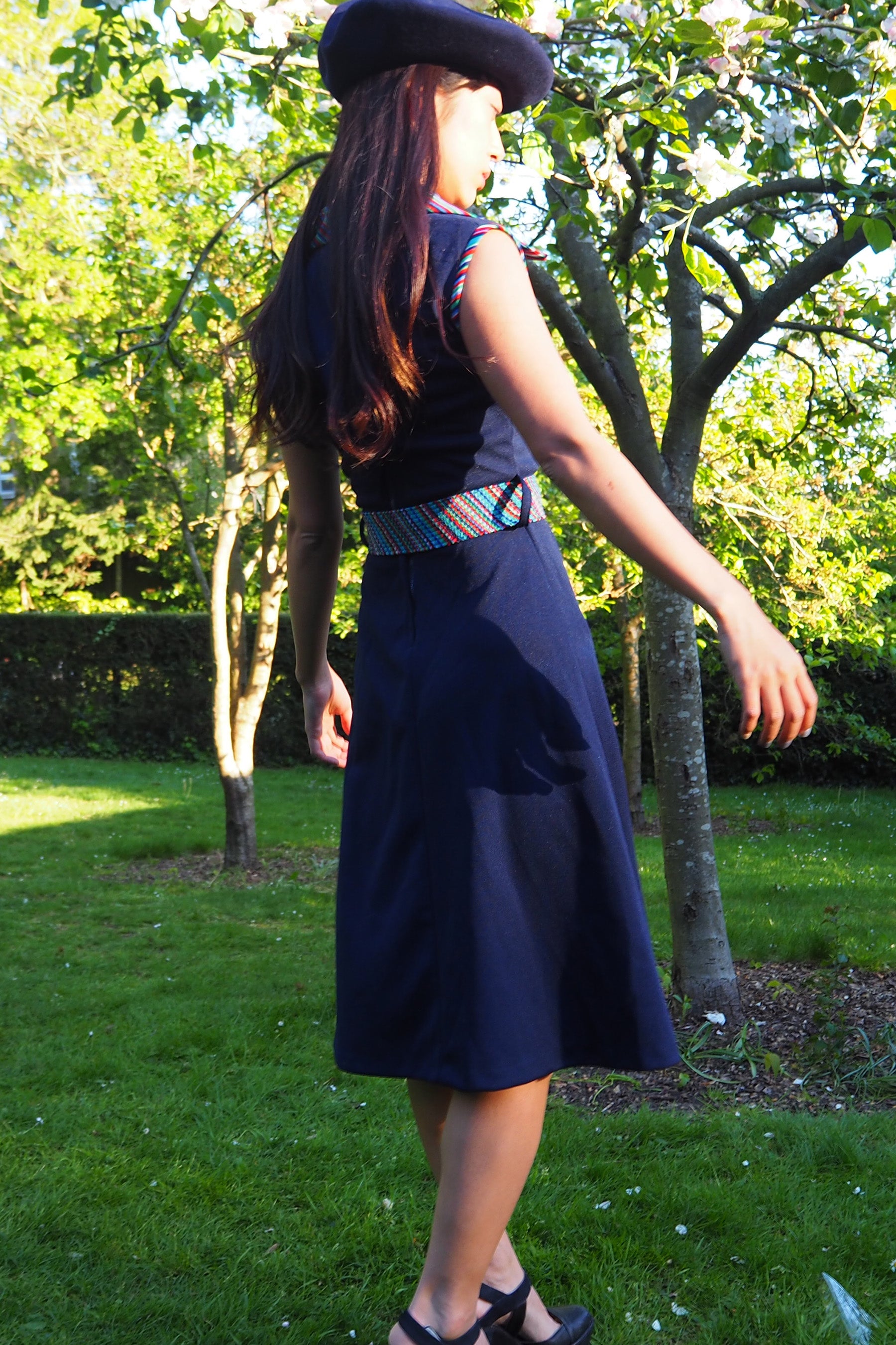 70's Diolen Mini Dress with Belt Navy