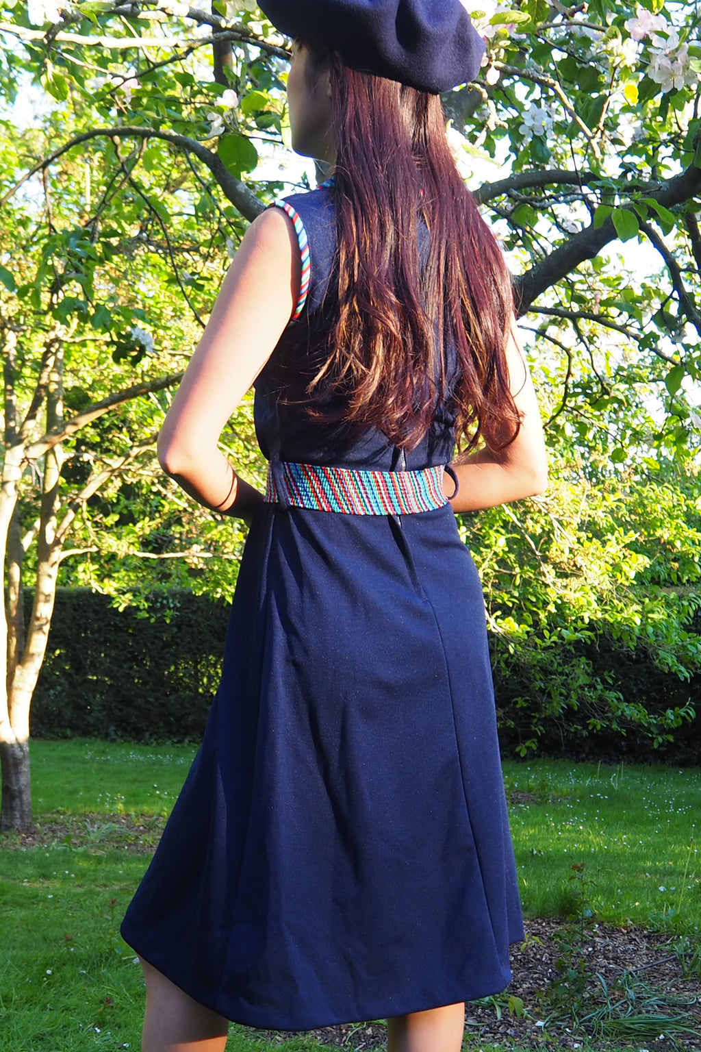 70's Diolen Mini Dress with Belt Navy