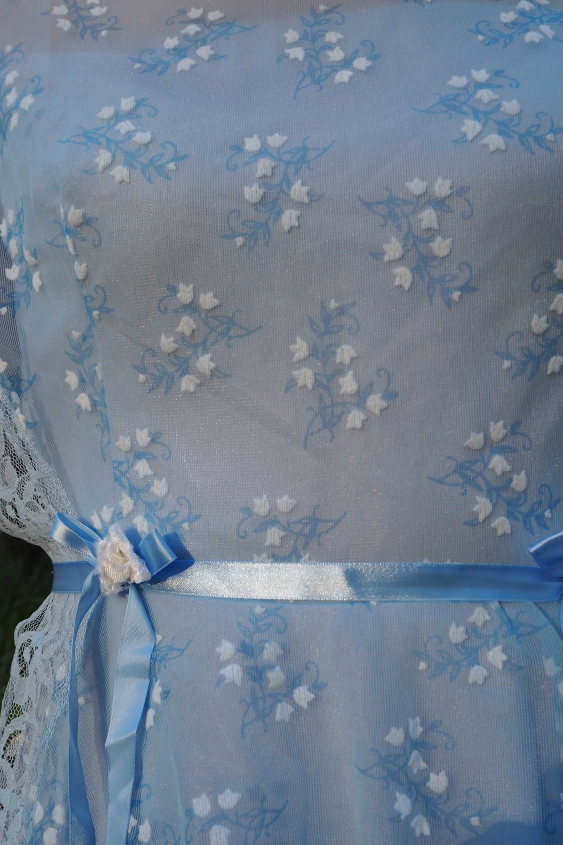 70's Baby Blue Romantic Prairie Dress Light Blue