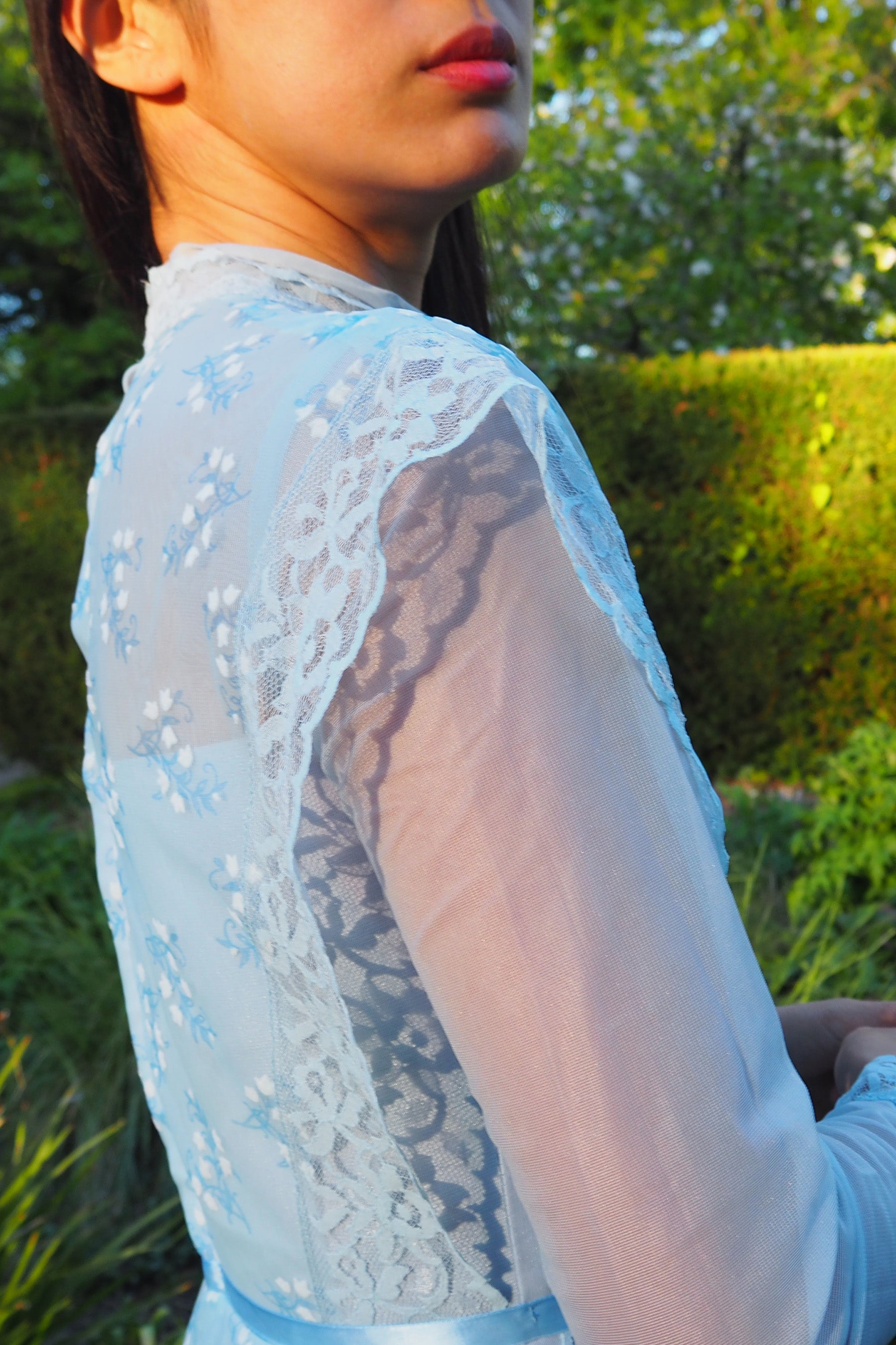 70's Baby Blue Romantic Prairie Dress Light Blue