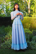 70's Baby Blue Romantic Prairie Dress Light Blue