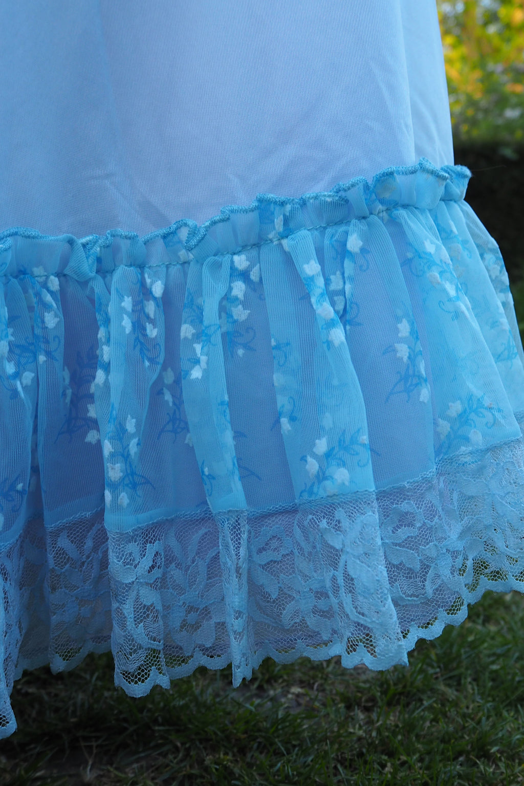 70's Baby Blue Romantic Prairie Dress Light Blue