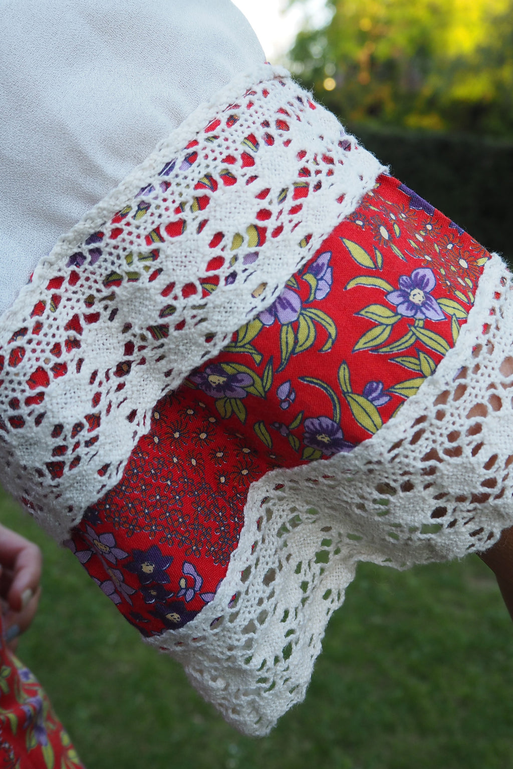 70's Prairie Inspired Floral Cotton Dress Red