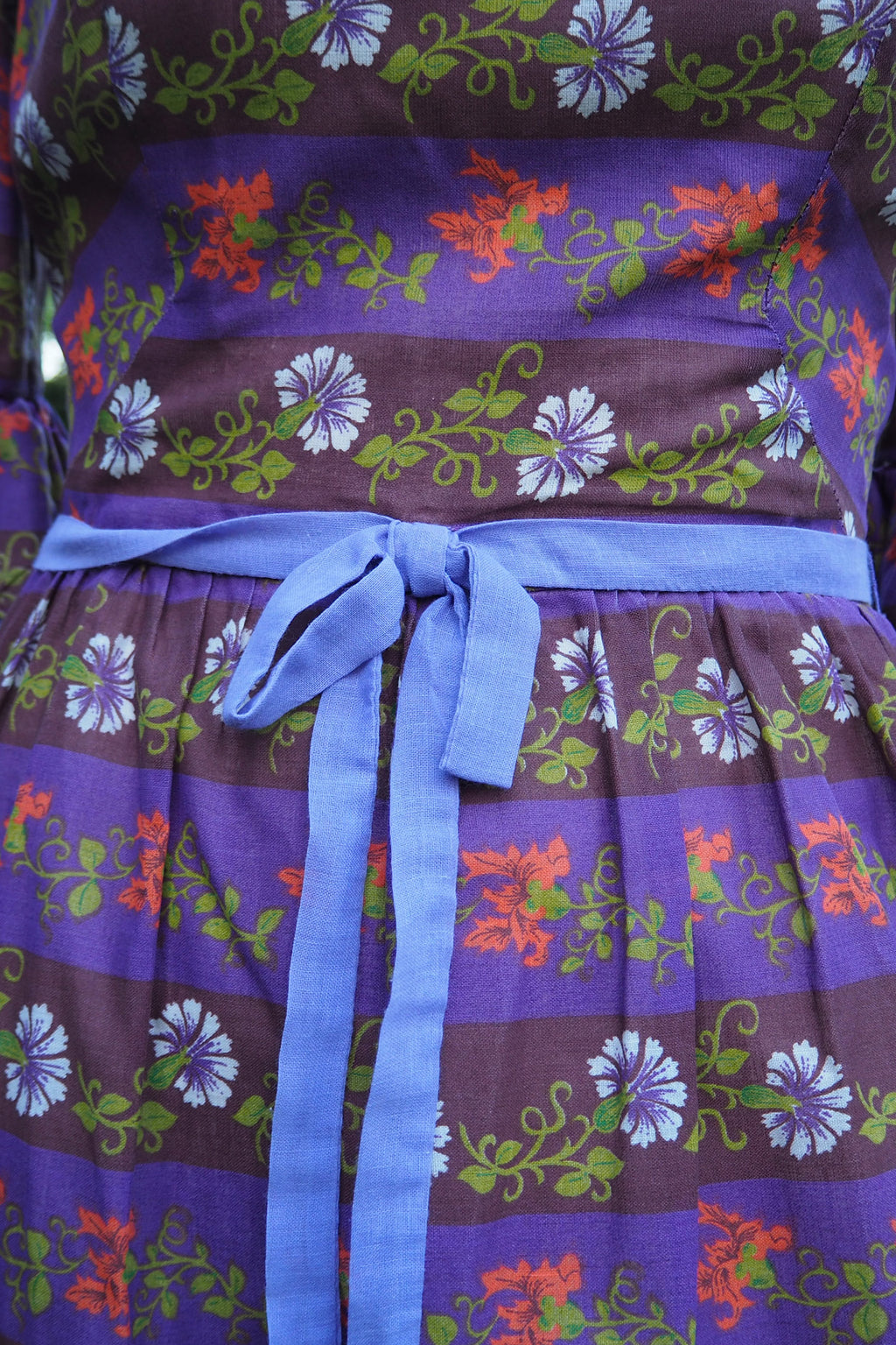 70's Kati At Laura Phillips Empire Line Dress Brown/Purple