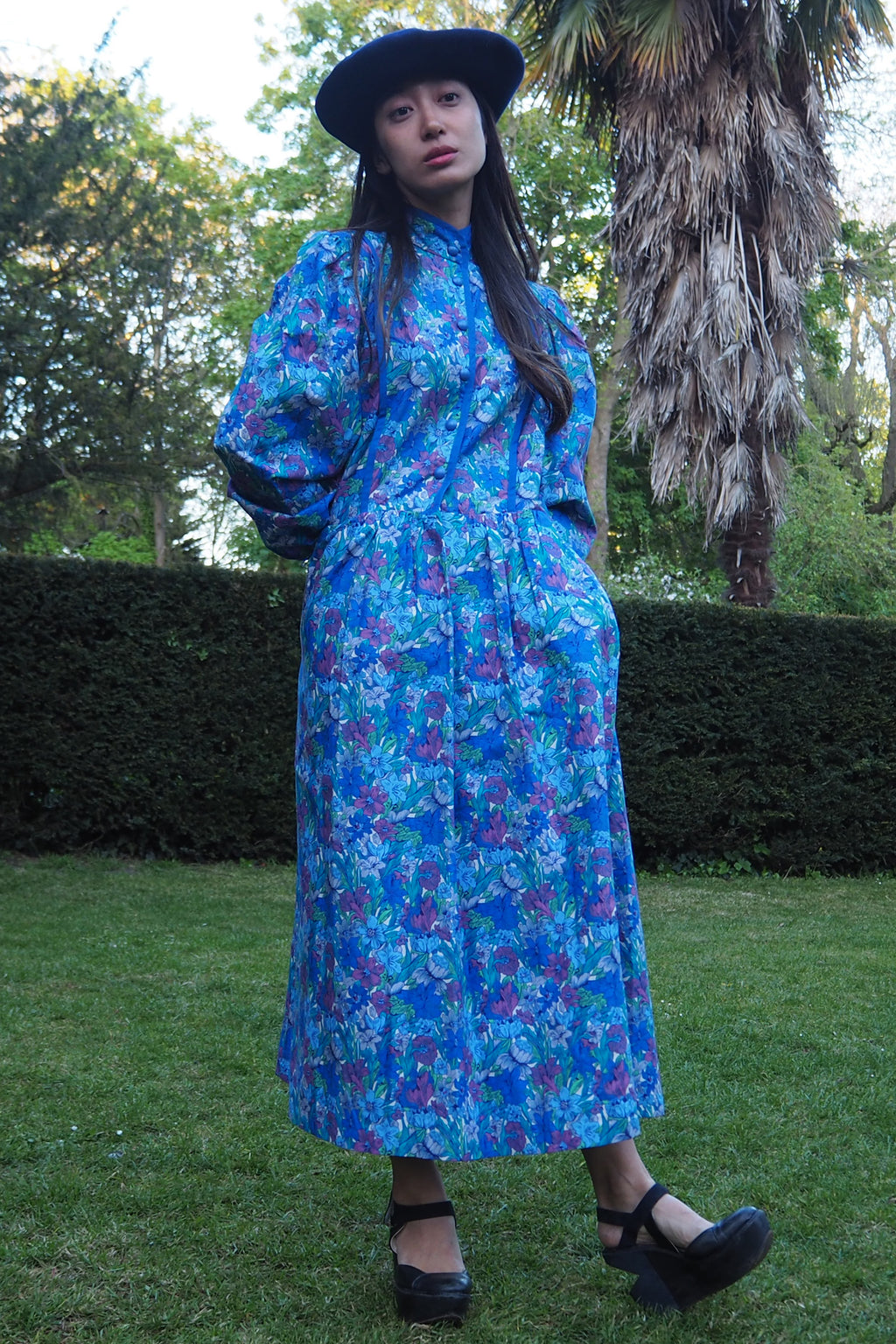 70's Marion Donaldson Prairie Dress Blue