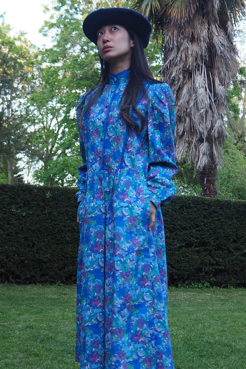 70's Marion Donaldson Prairie Dress Blue