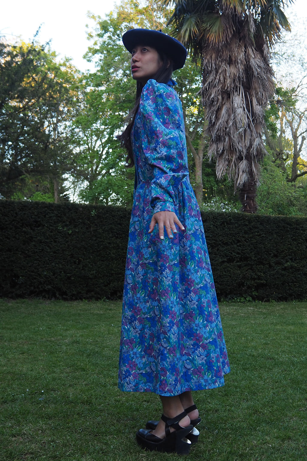 70's Marion Donaldson Prairie Dress Blue