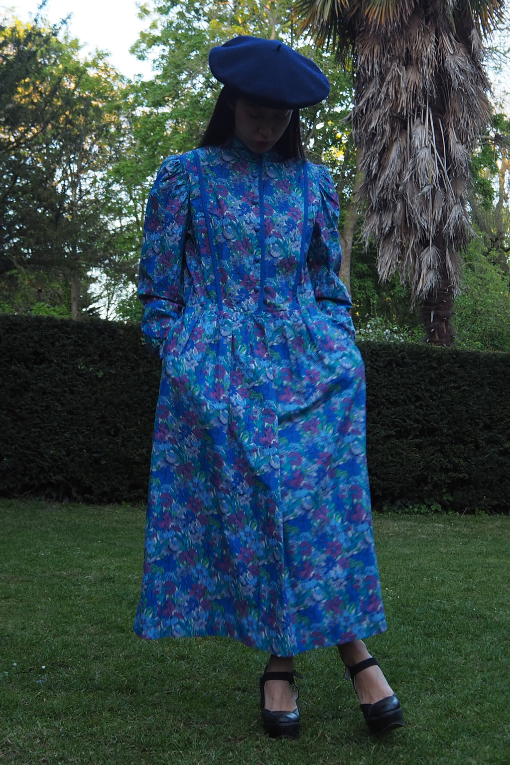 70's Marion Donaldson Prairie Dress Blue