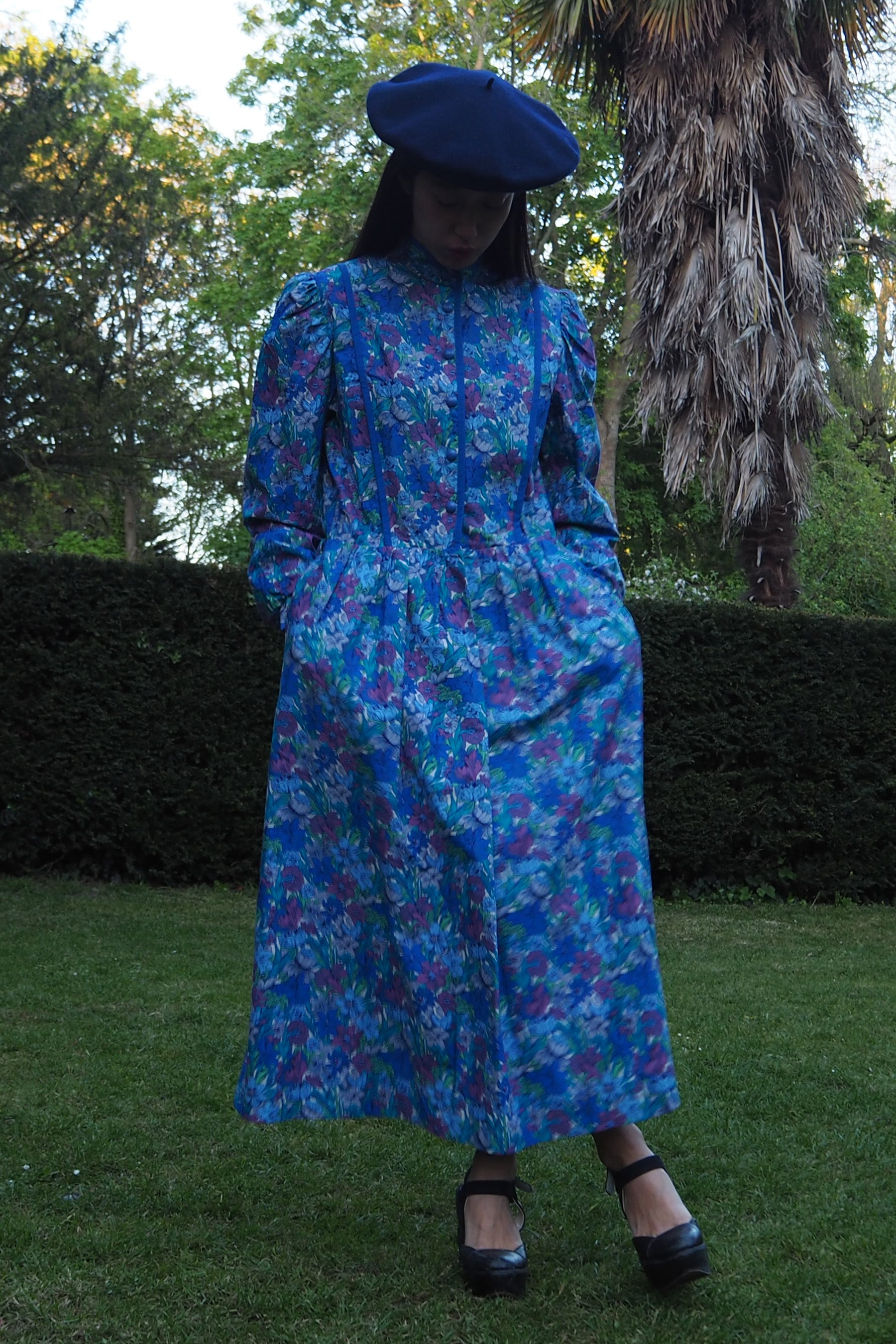 70's Marion Donaldson Prairie Dress Blue