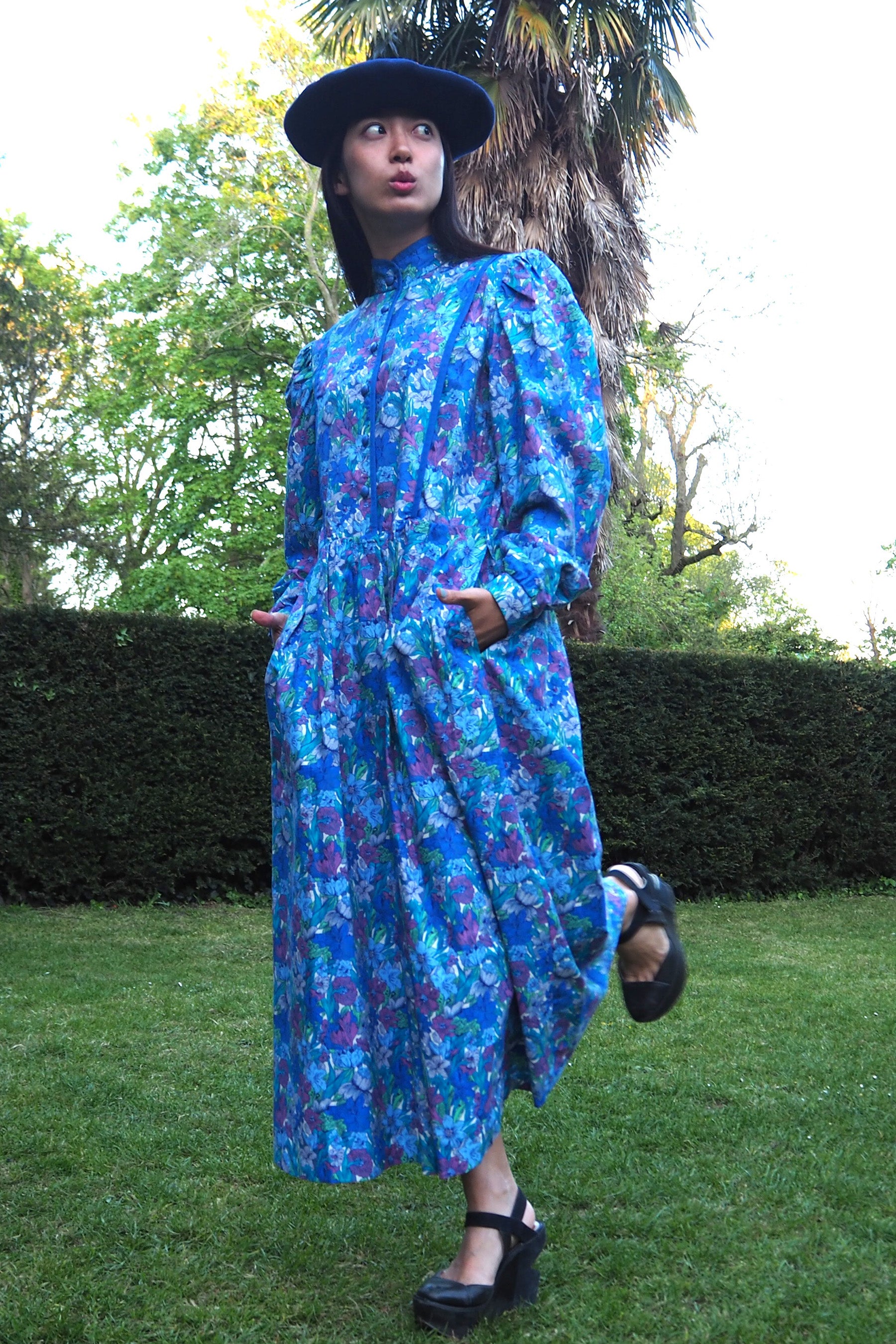 70's Marion Donaldson Prairie Dress Blue