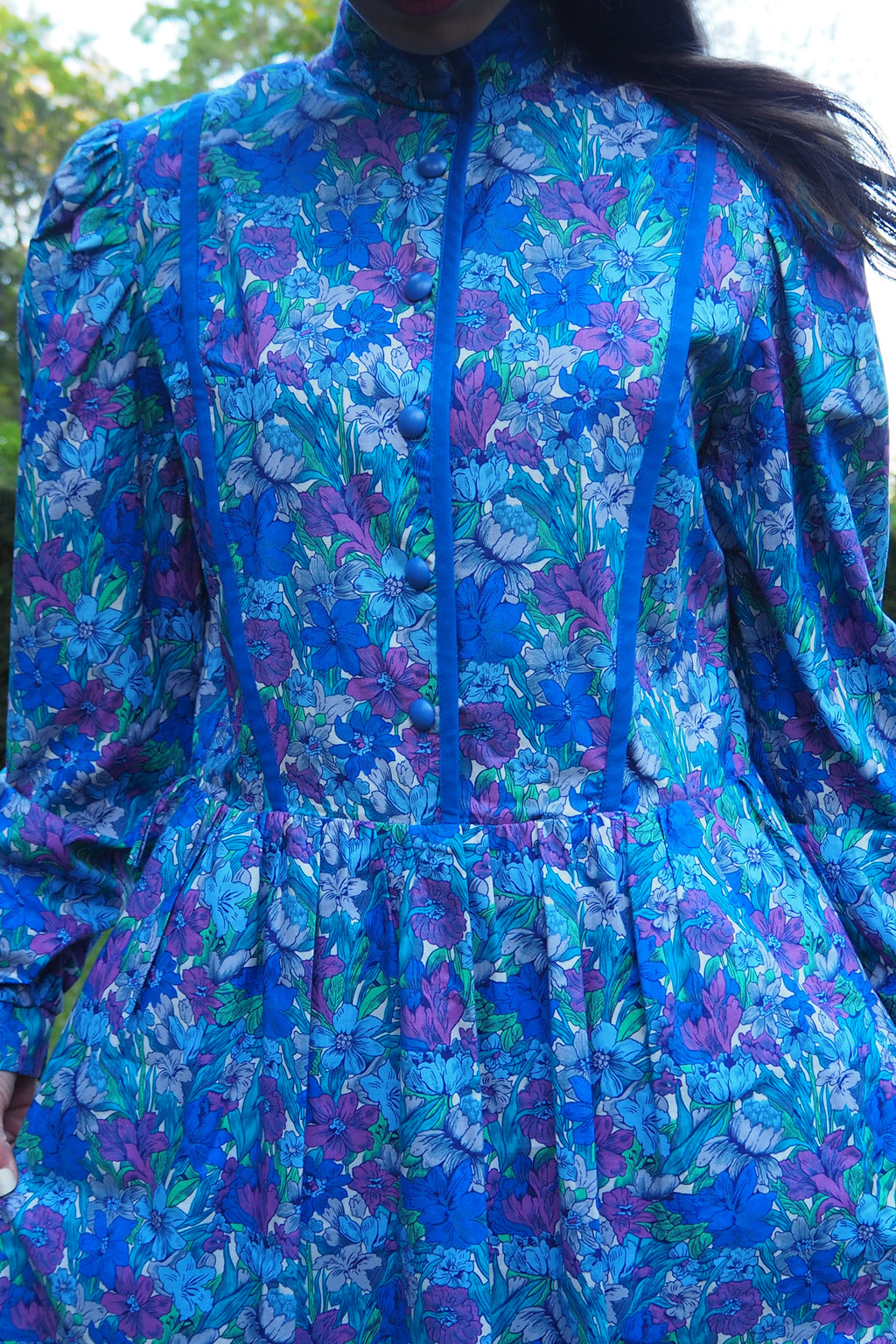 70's Marion Donaldson Prairie Dress Blue