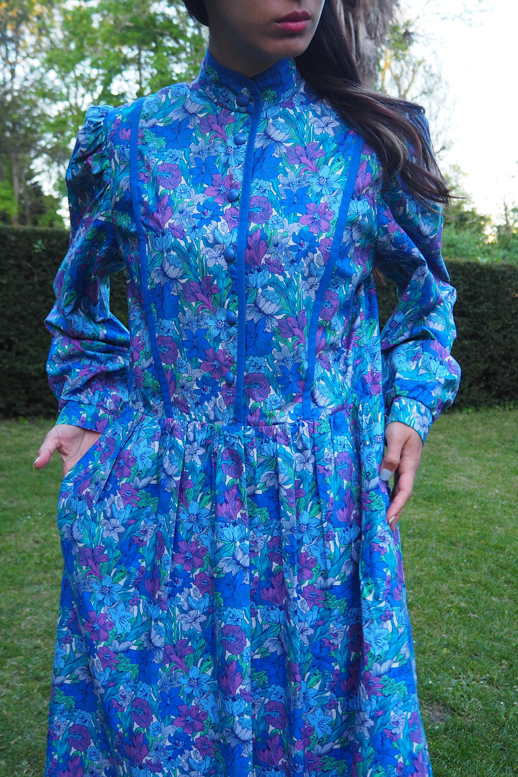 70's Marion Donaldson Prairie Dress Blue