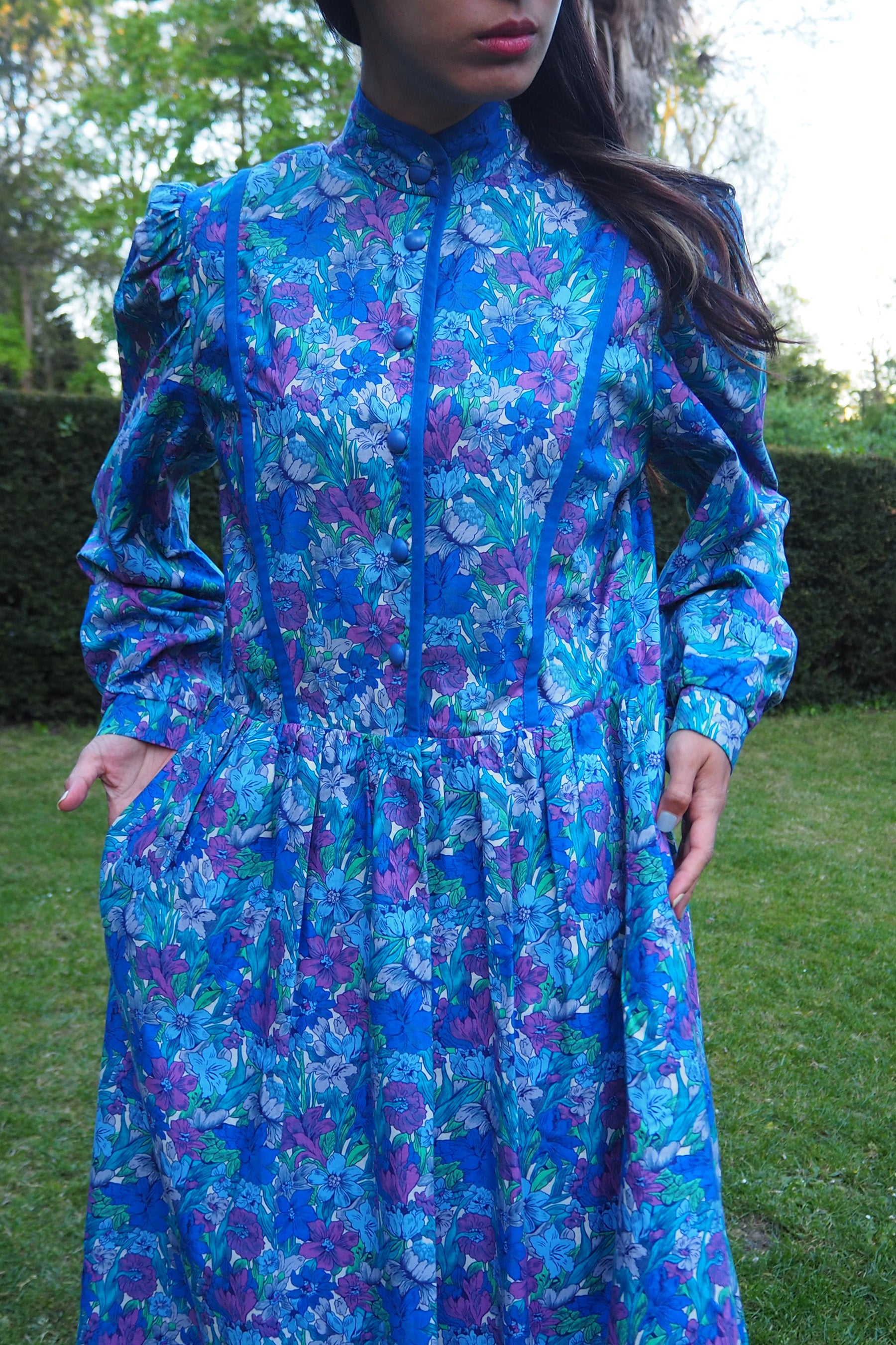 70's Marion Donaldson Prairie Dress Blue