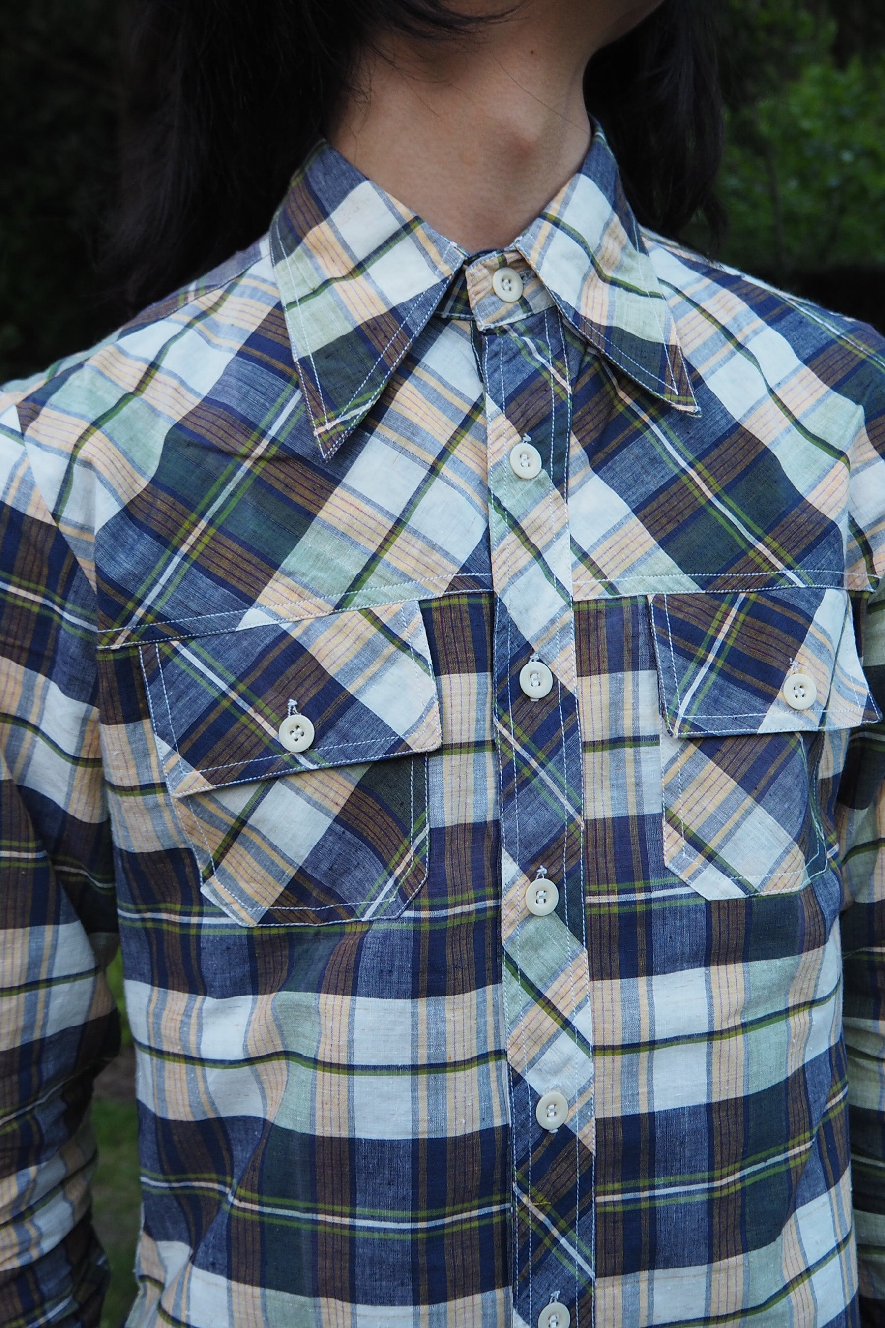 70's Lasso Checked Shirt Yellow/Blue