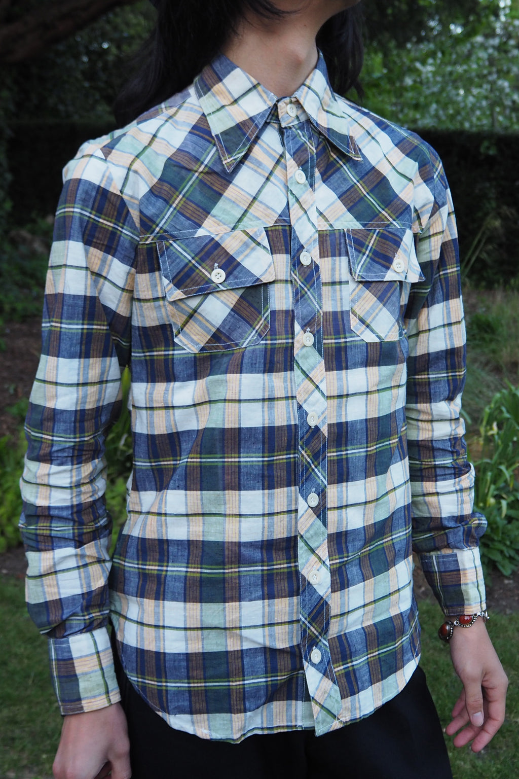70's Lasso Checked Shirt Yellow/Blue