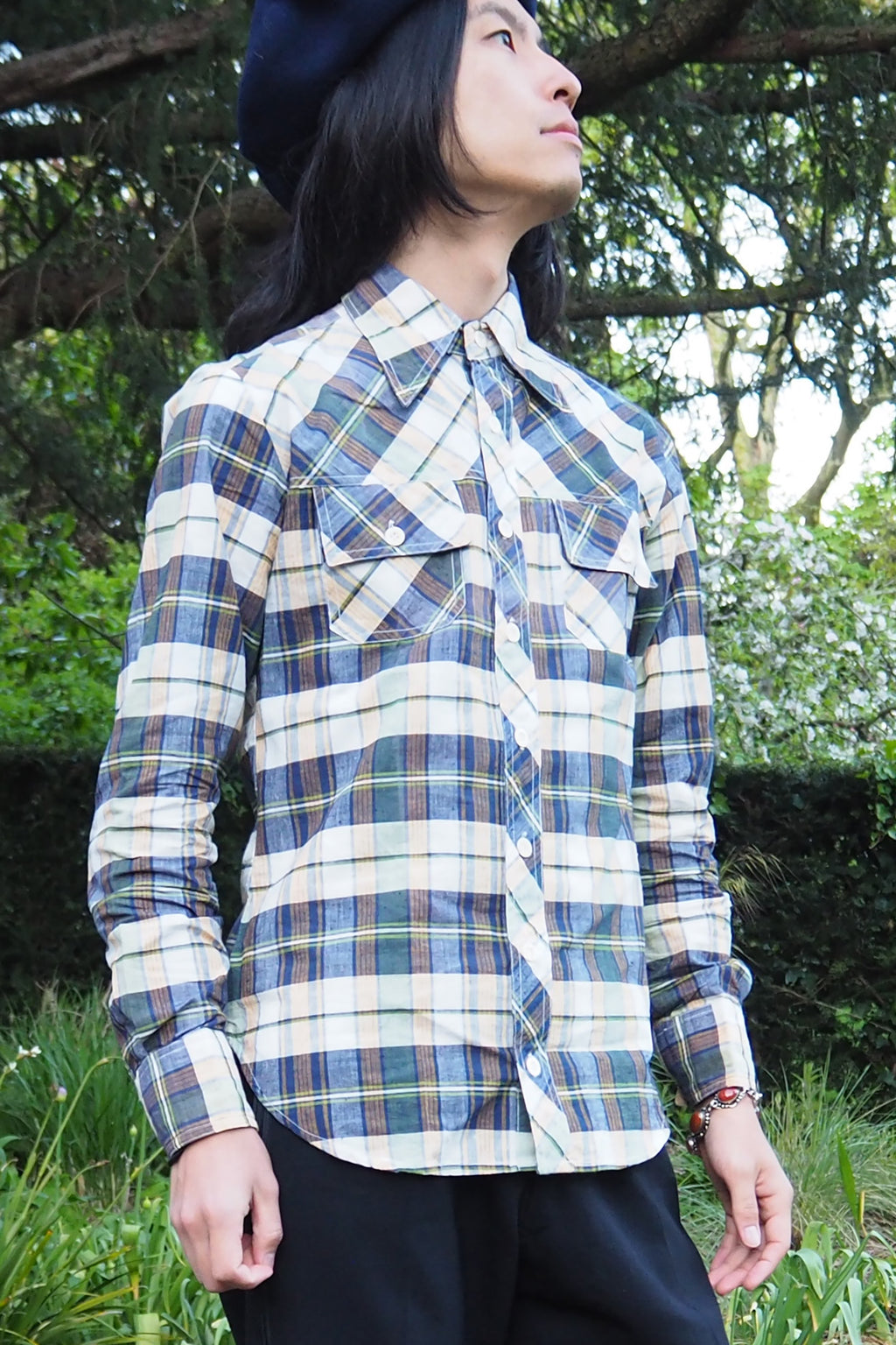 70's Lasso Checked Shirt Yellow/Blue