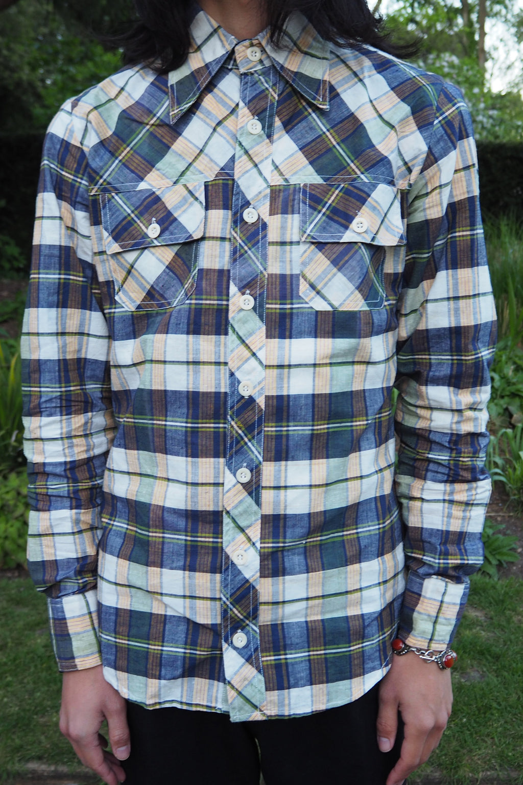 70's Lasso Checked Shirt Yellow/Blue