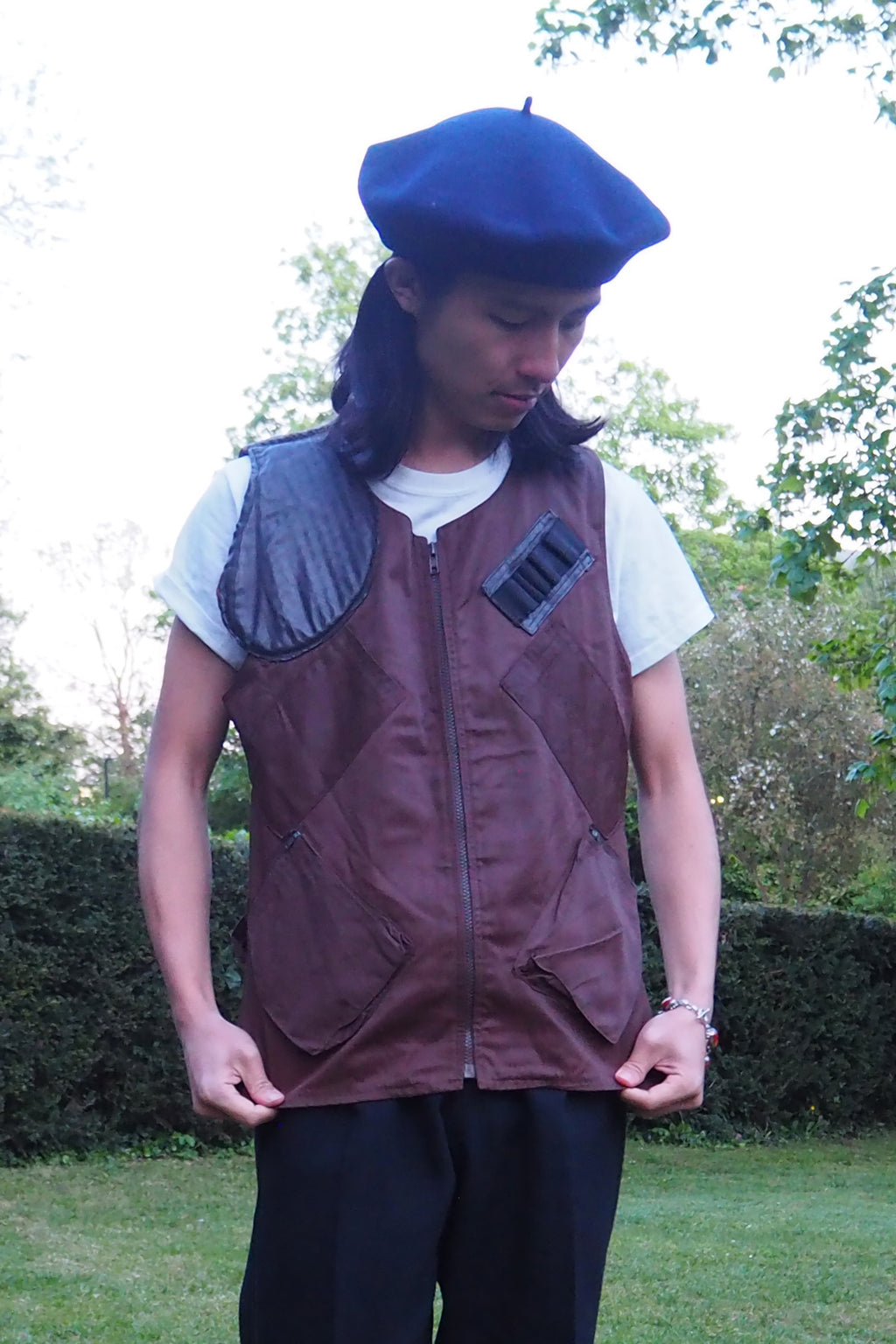 70's Norion BEAVER NYLON Hunting Vest Brown