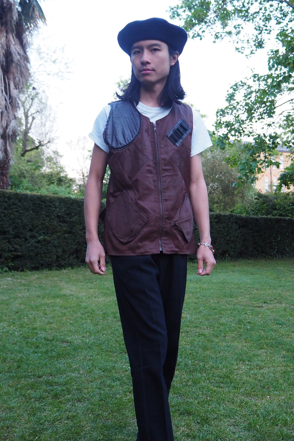70's Norion BEAVER NYLON Hunting Vest Brown