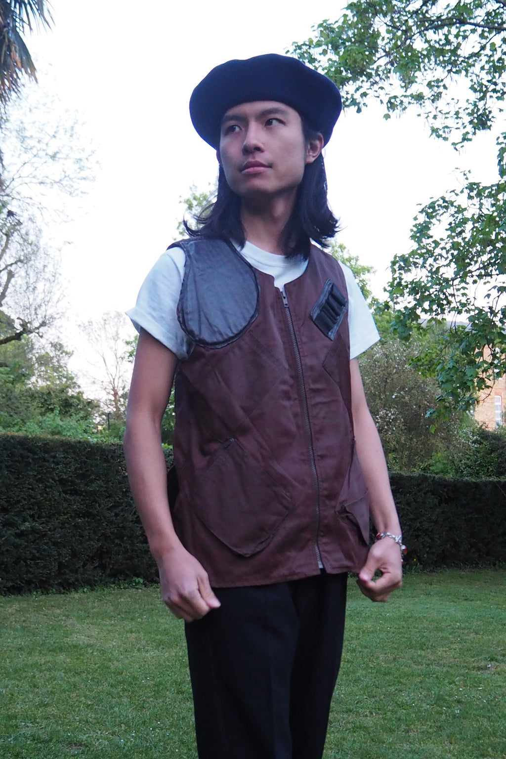 70's Norion BEAVER NYLON Hunting Vest Brown