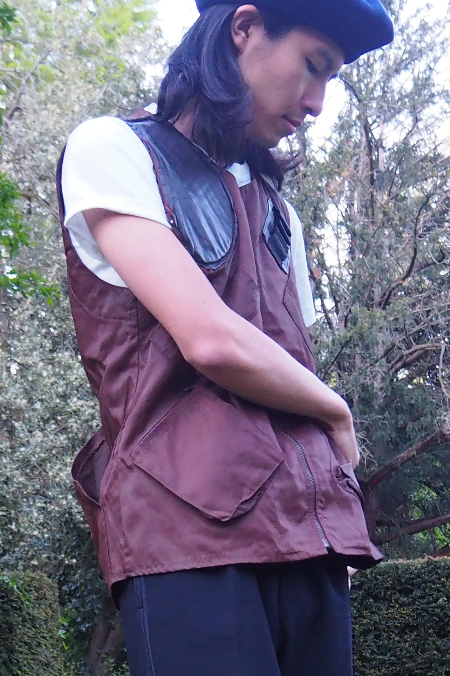 70's Norion BEAVER NYLON Hunting Vest Brown