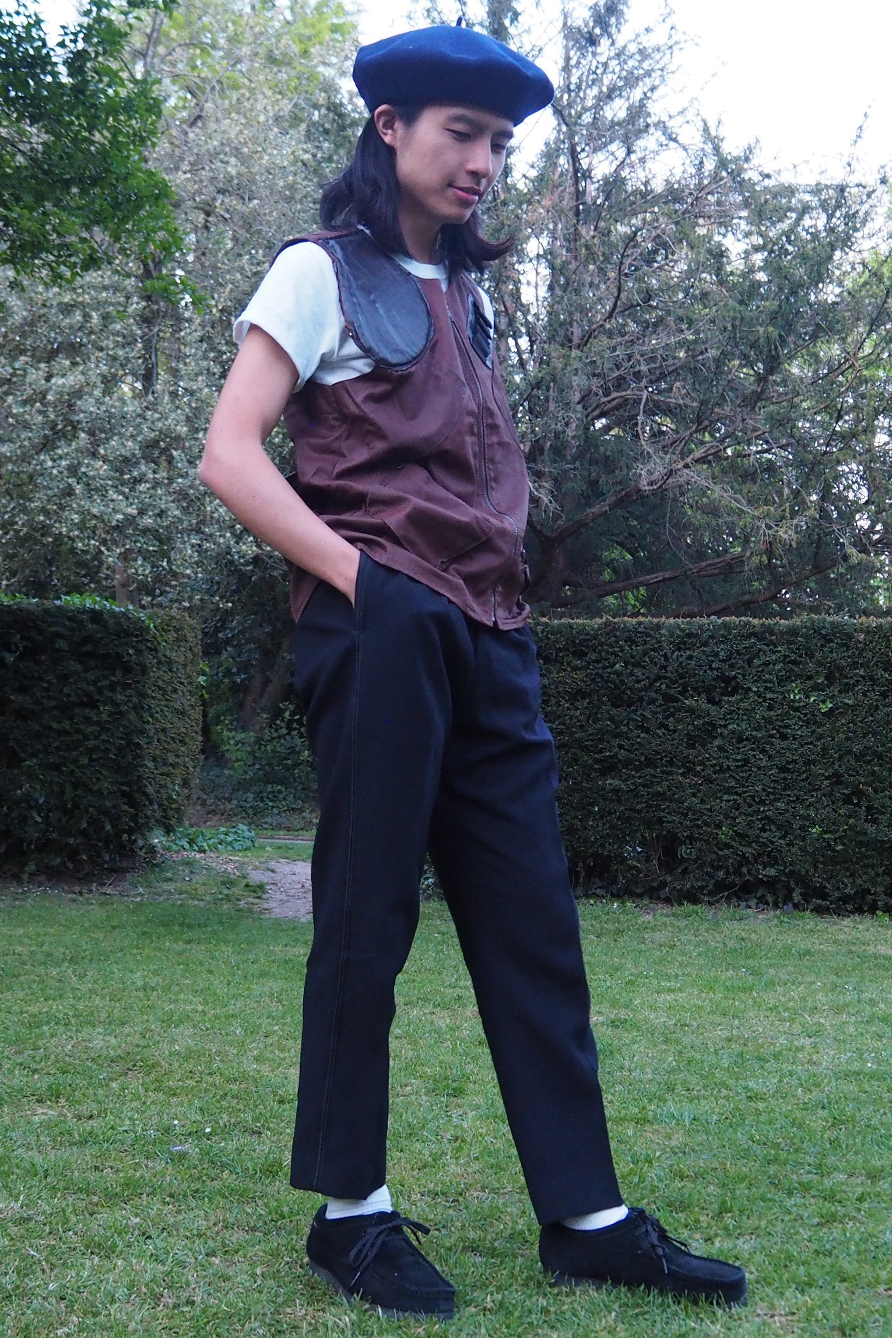 70's Norion BEAVER NYLON Hunting Vest Brown