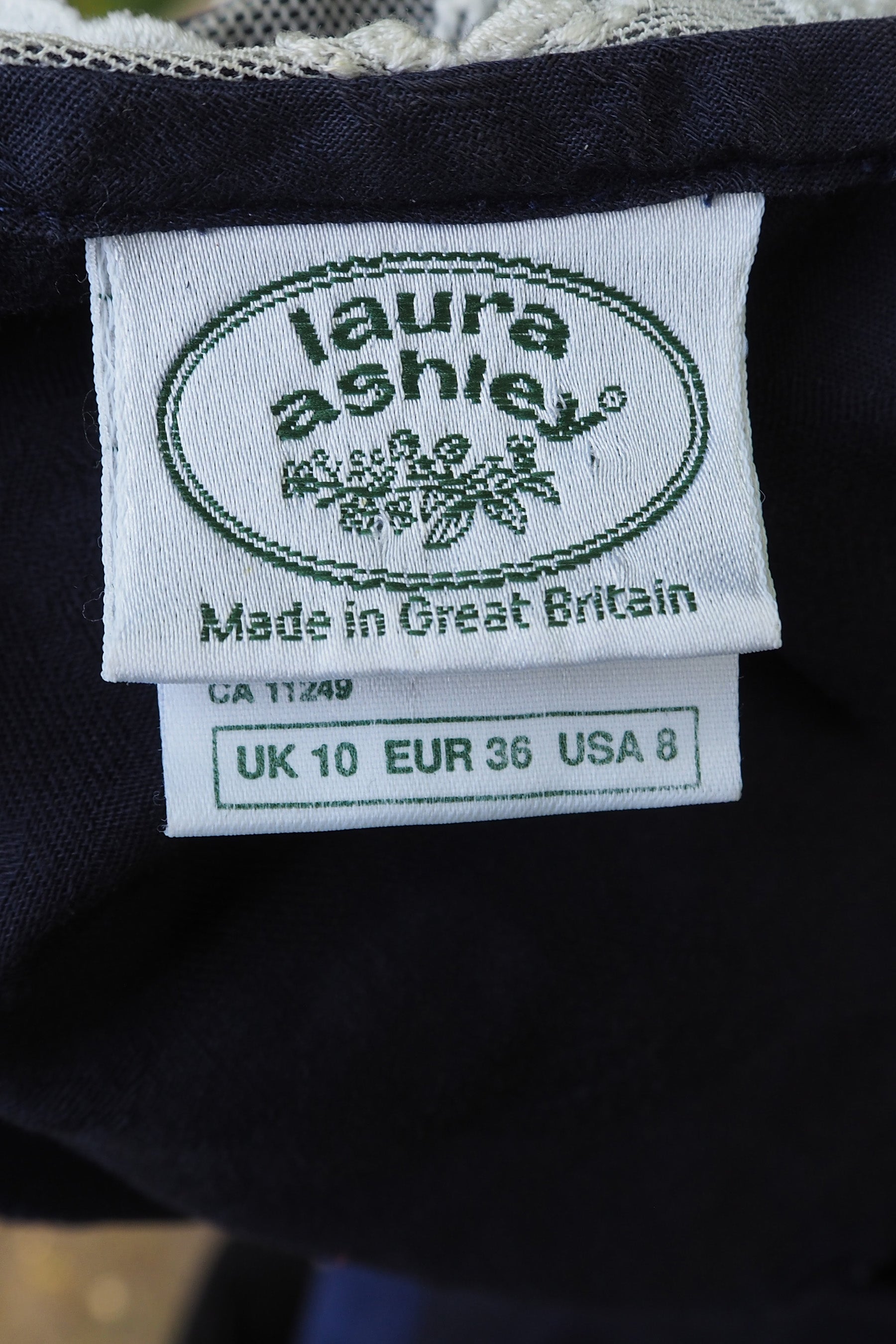 80's Laura Ashley Sailor Collar Dress Navy