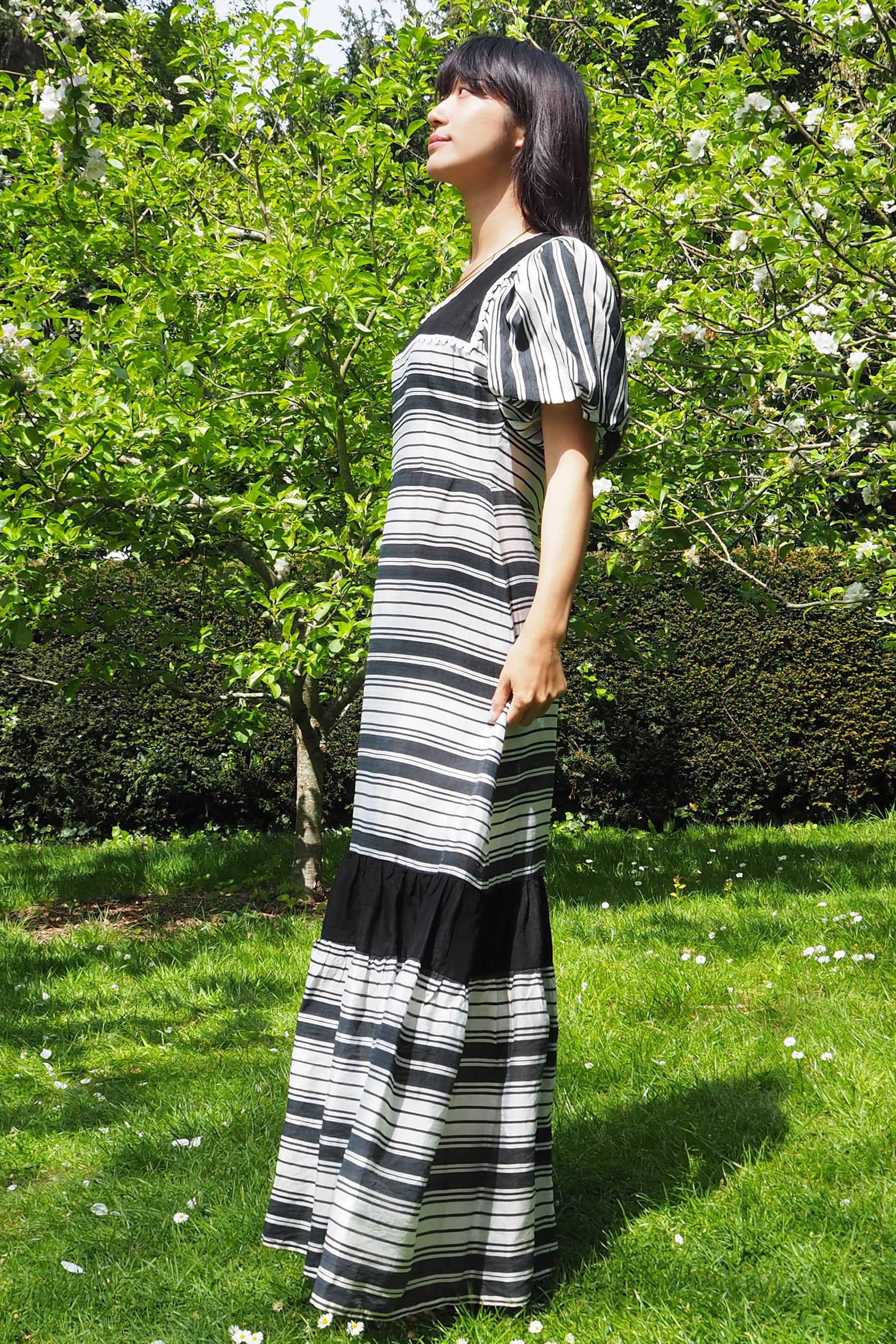 70's Richard Shops Empire Line Dress Black/White