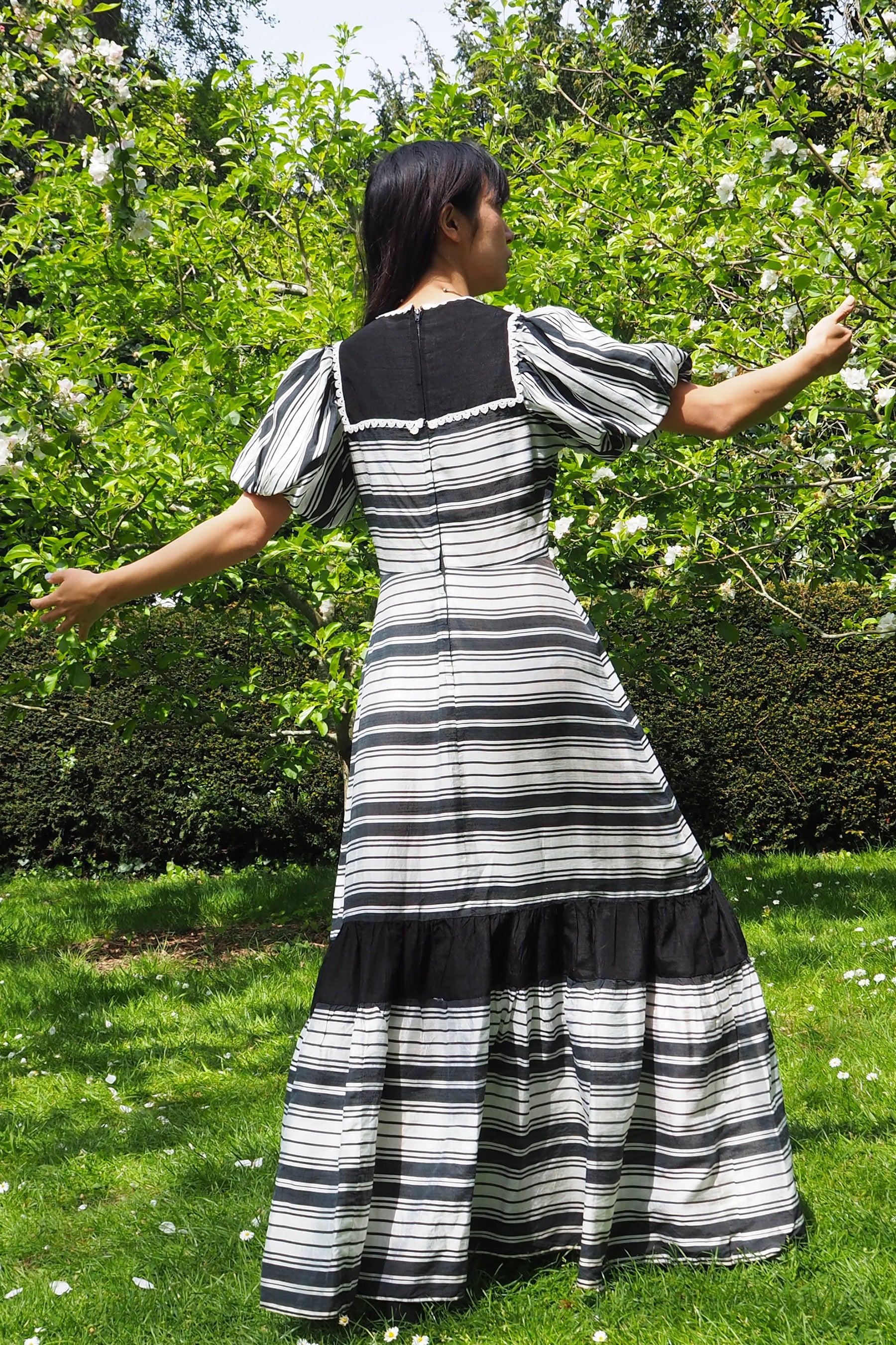 70's Richard Shops Empire Line Dress Black/White