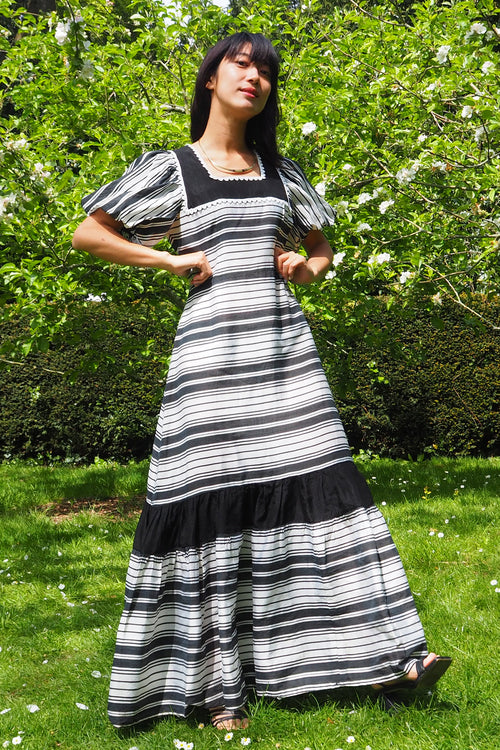 70's Richard Shops Empire Line Dress Black/White