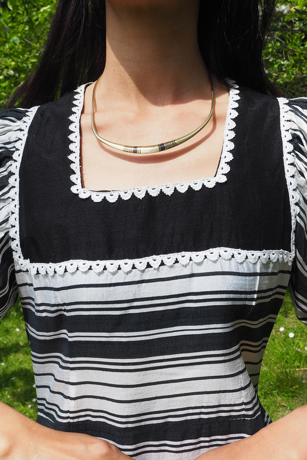 70's Richard Shops Empire Line Dress Black/White