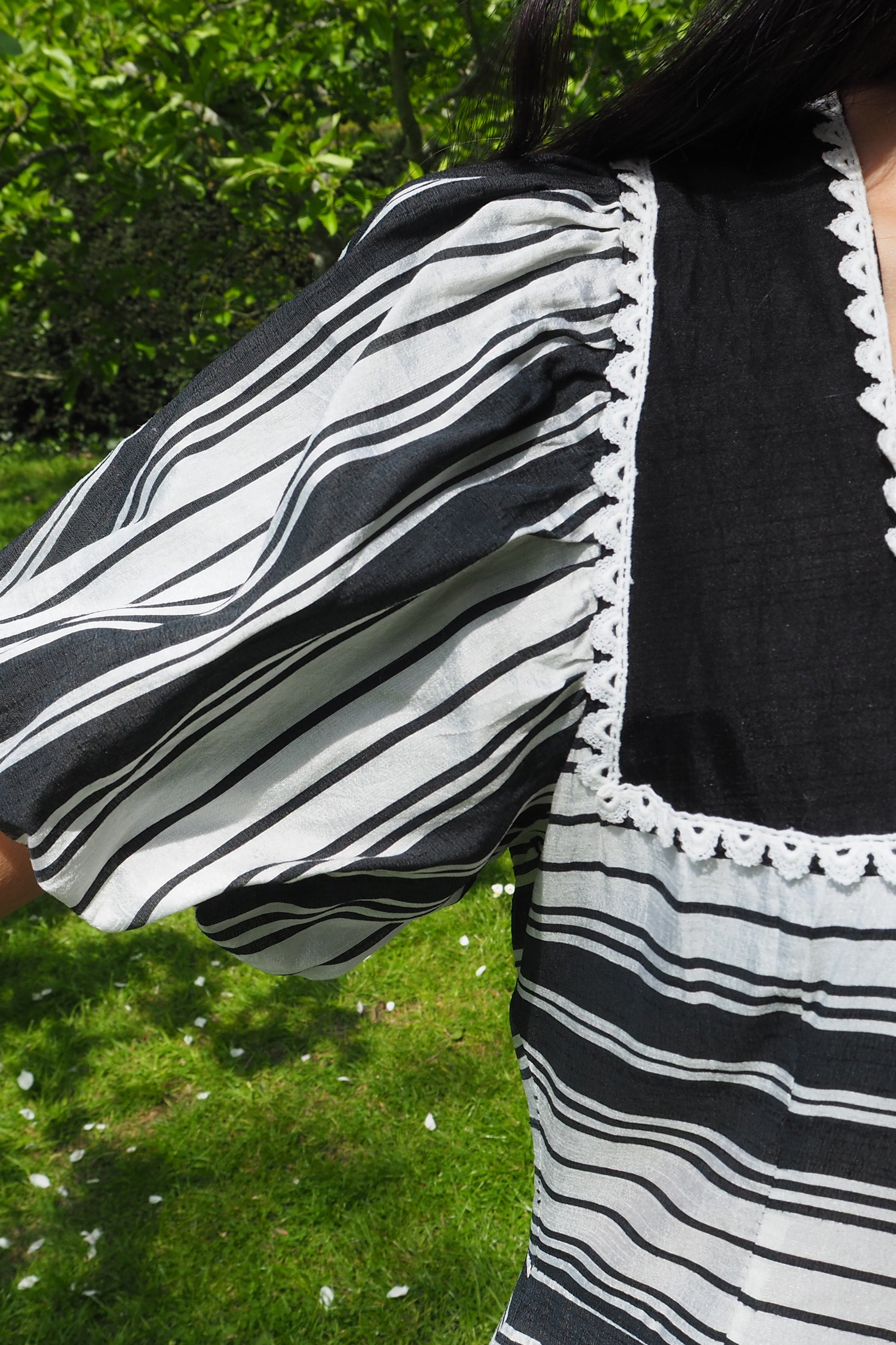 70's Richard Shops Empire Line Dress Black/White