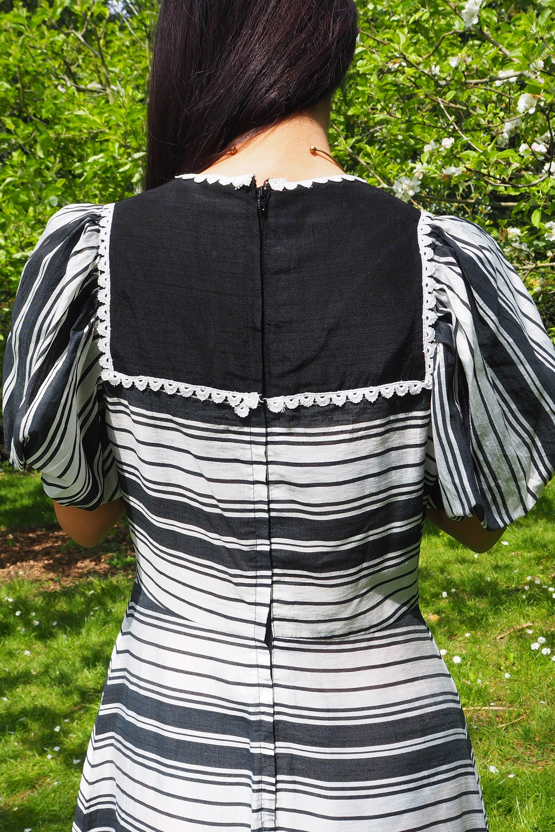 70's Richard Shops Empire Line Dress Black/White
